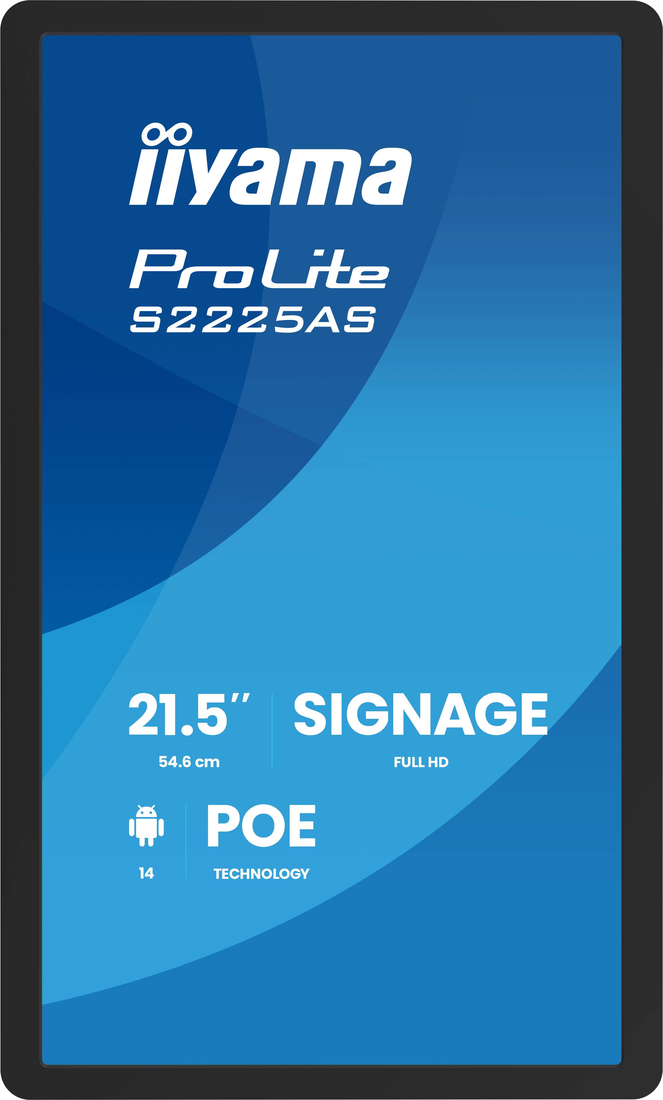 iiyama ProLite S2225AS-B1P Digitale signage flatscreen 54,6 cm (21.5") LCD Wifi 500 cd/m² Full HD Zwart Type processor Android 24/7