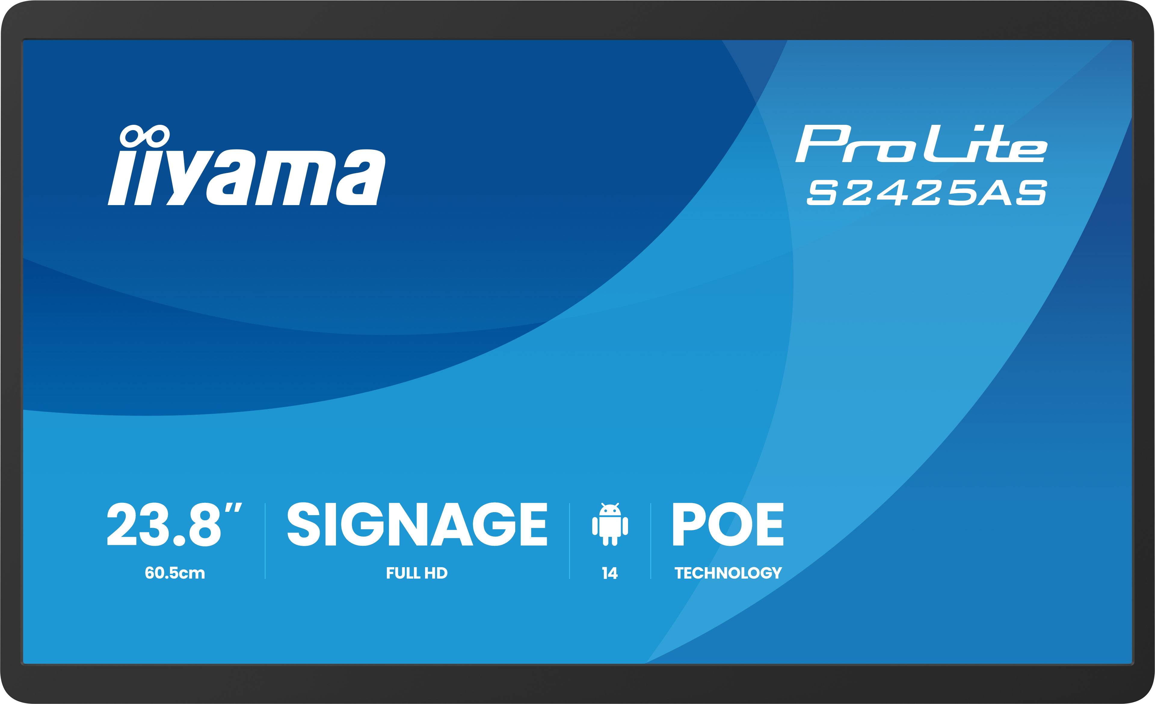 iiyama ProLite S2425AS-B1P Digitale signage flatscreen 60,5 cm (23.8") LCD Wifi 500 cd/m² Full HD Zwart Type processor Android 24/7