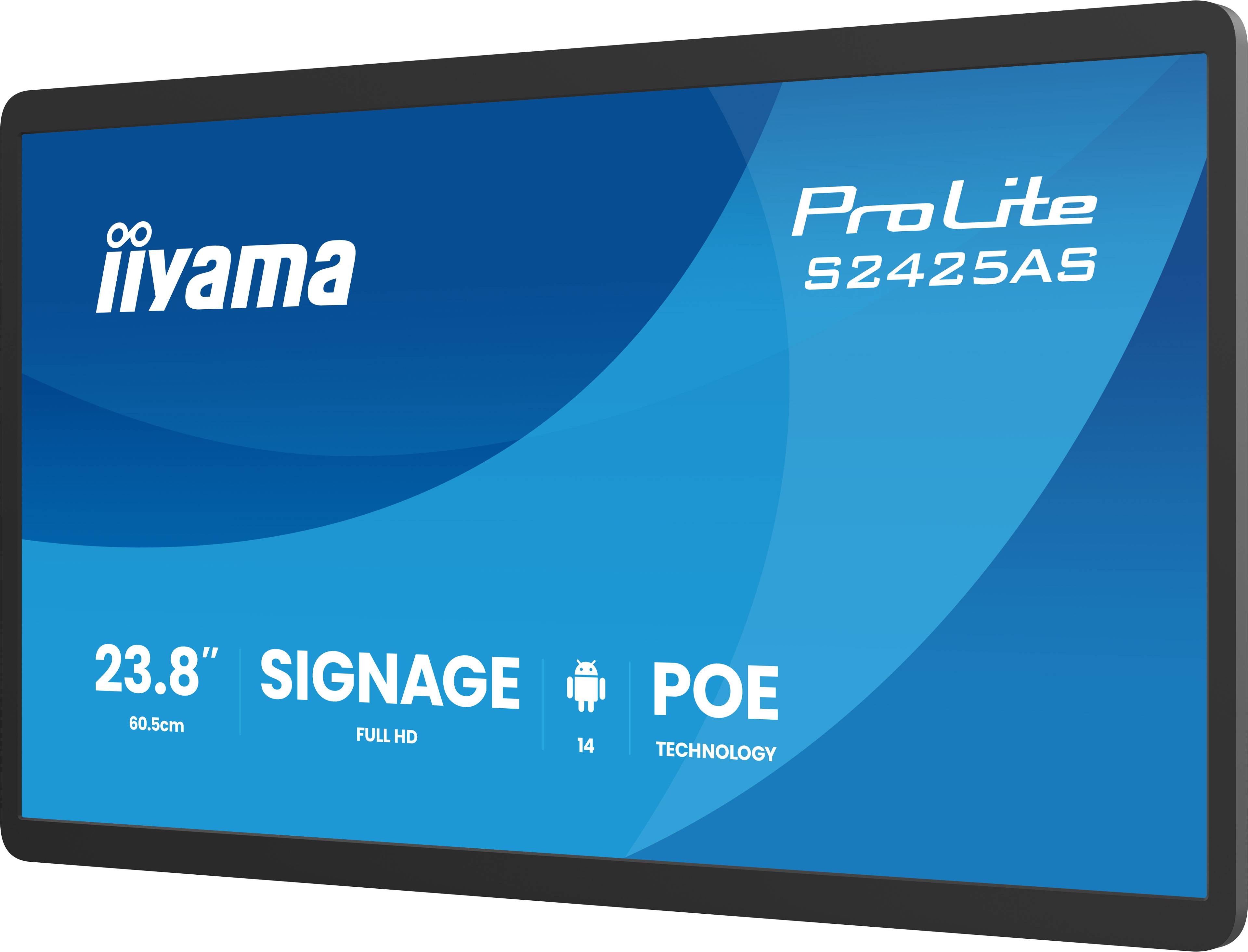 iiyama ProLite S2425AS-B1P Digitale signage flatscreen 60,5 cm (23.8") LCD Wifi 500 cd/m² Full HD Zwart Type processor Android 24/7