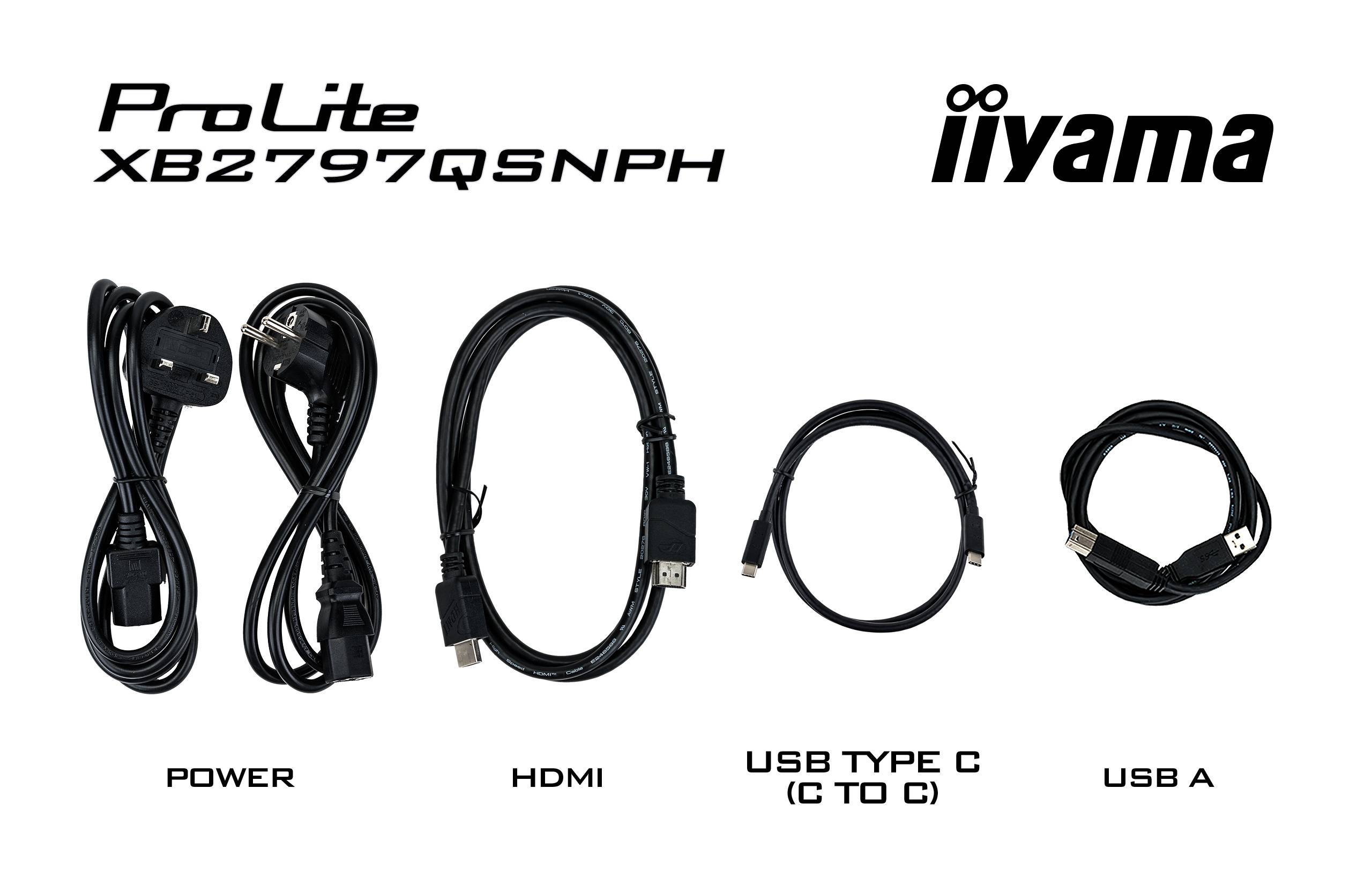 iiyama ProLite XB2797QSNPH-B1 27IN IPS LCD 4MS 2560X1440 350CD/M2 HDMI/DP/USB 2 computer monitor 68,6 cm (27") 2560 x 1440 Pixels Quad HD Zwart