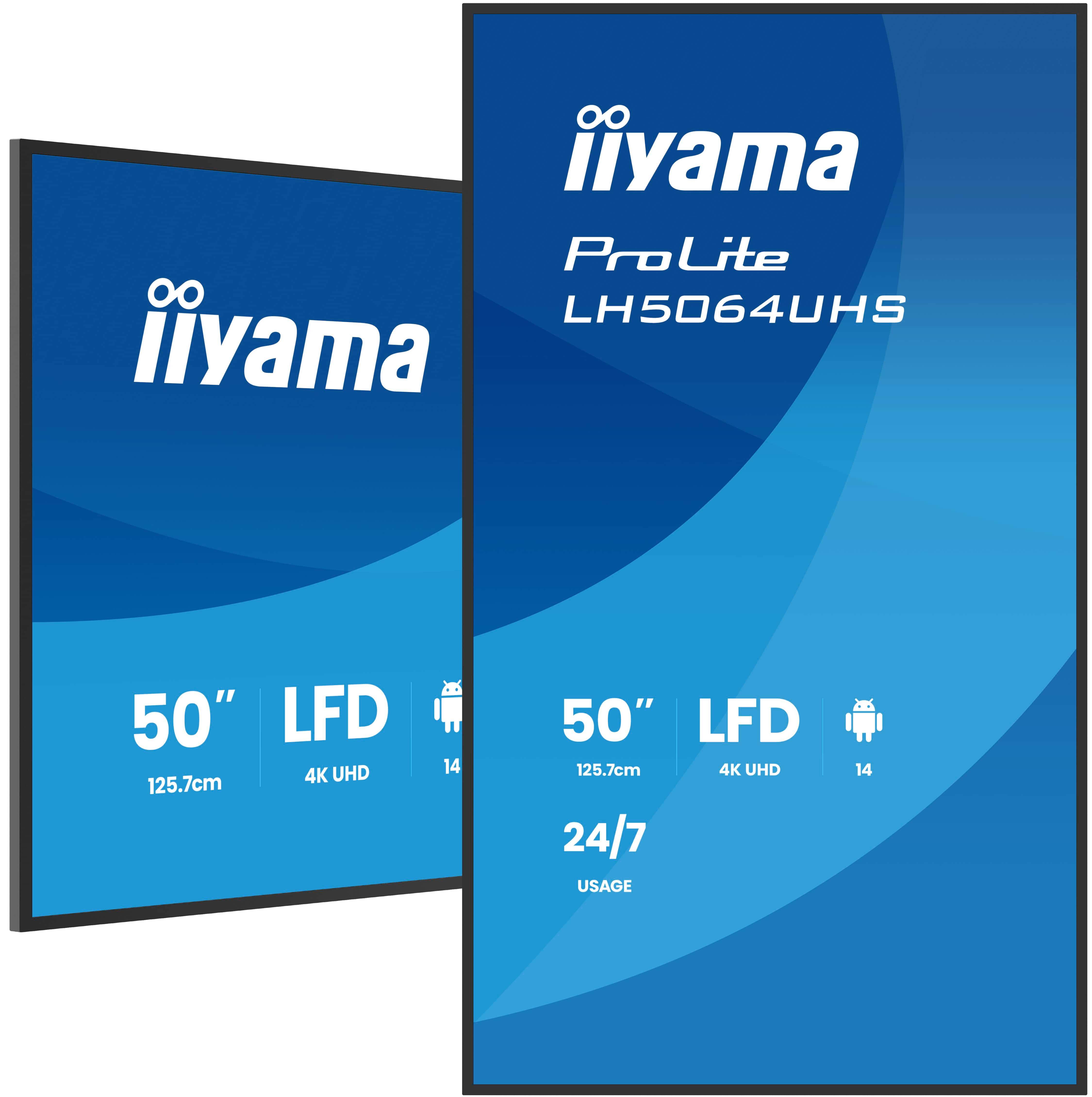 iiyama LH5564UHS-B1AG beeldkrant Digitale signage flatscreen 139,7 cm (55") Wifi 500 cd/m² 4K Ultra HD Zwart Android 24/7