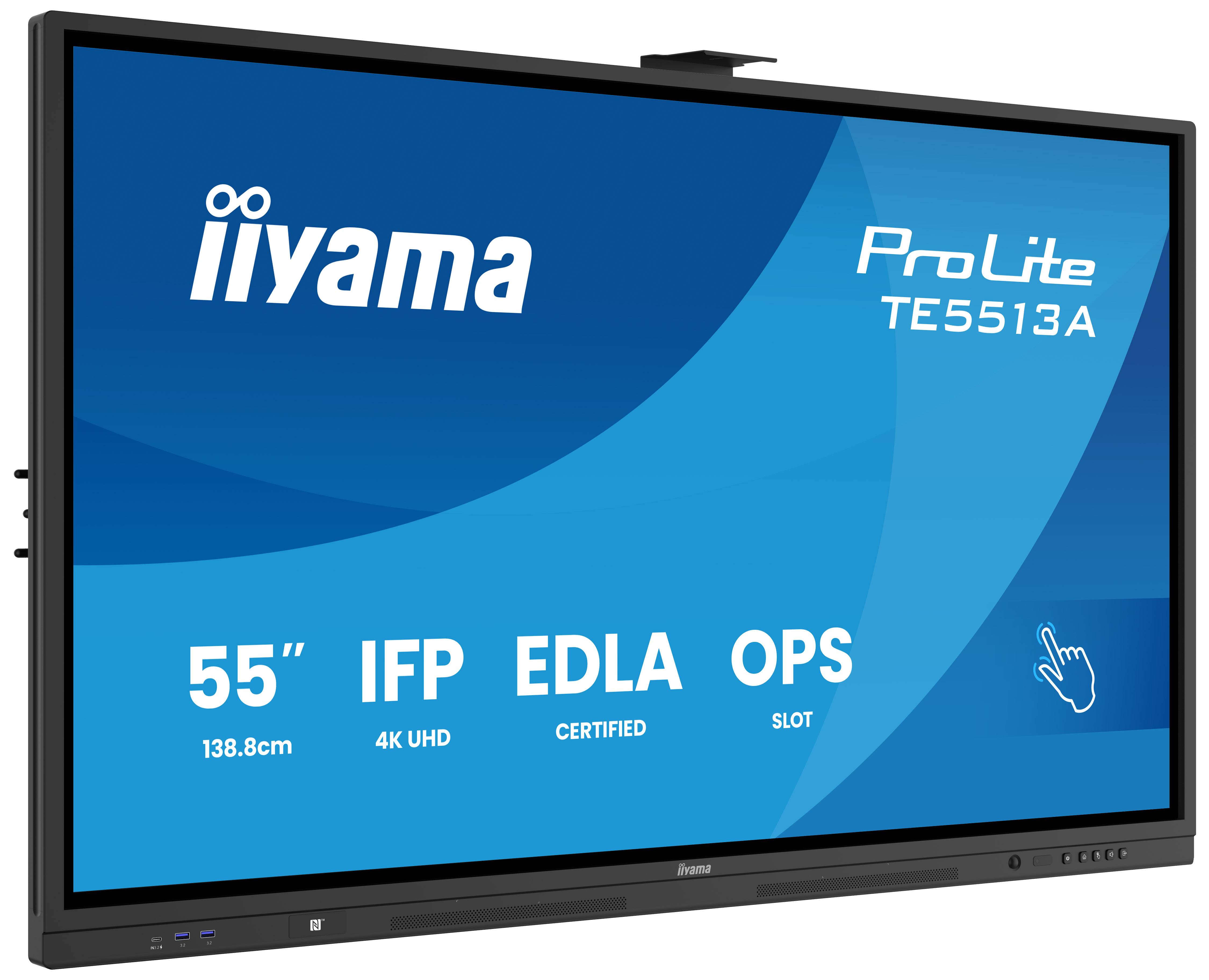 iiyama TE6513A-B1AG beeldkrant Interactief flatscreen 163,8 cm (64.5") Wifi 450 cd/m² 4K Ultra HD Zwart Touchscreen Type processor Android 18/7