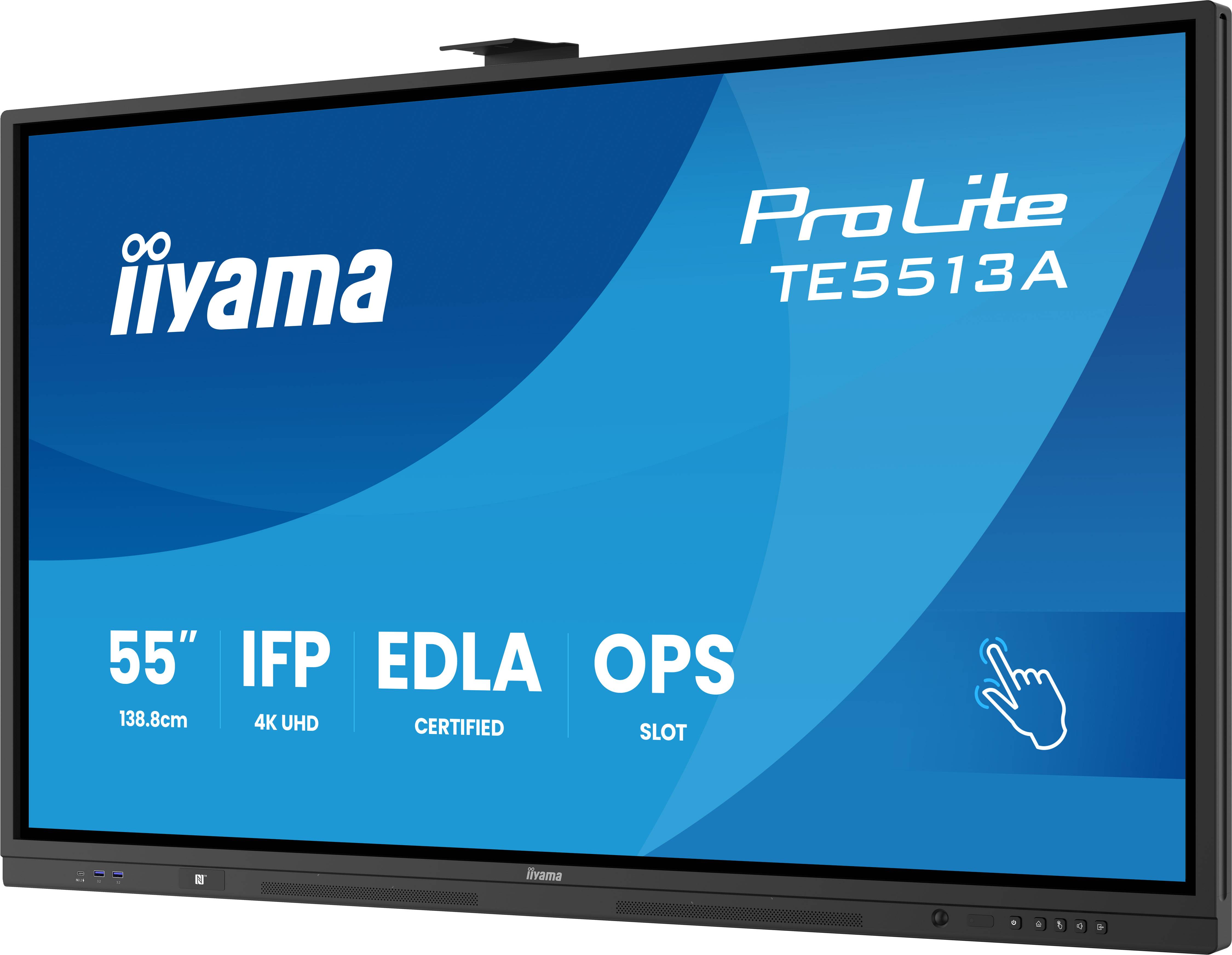 iiyama TE6513A-B1AG beeldkrant Interactief flatscreen 163,8 cm (64.5") Wifi 450 cd/m² 4K Ultra HD Zwart Touchscreen Type processor Android 18/7
