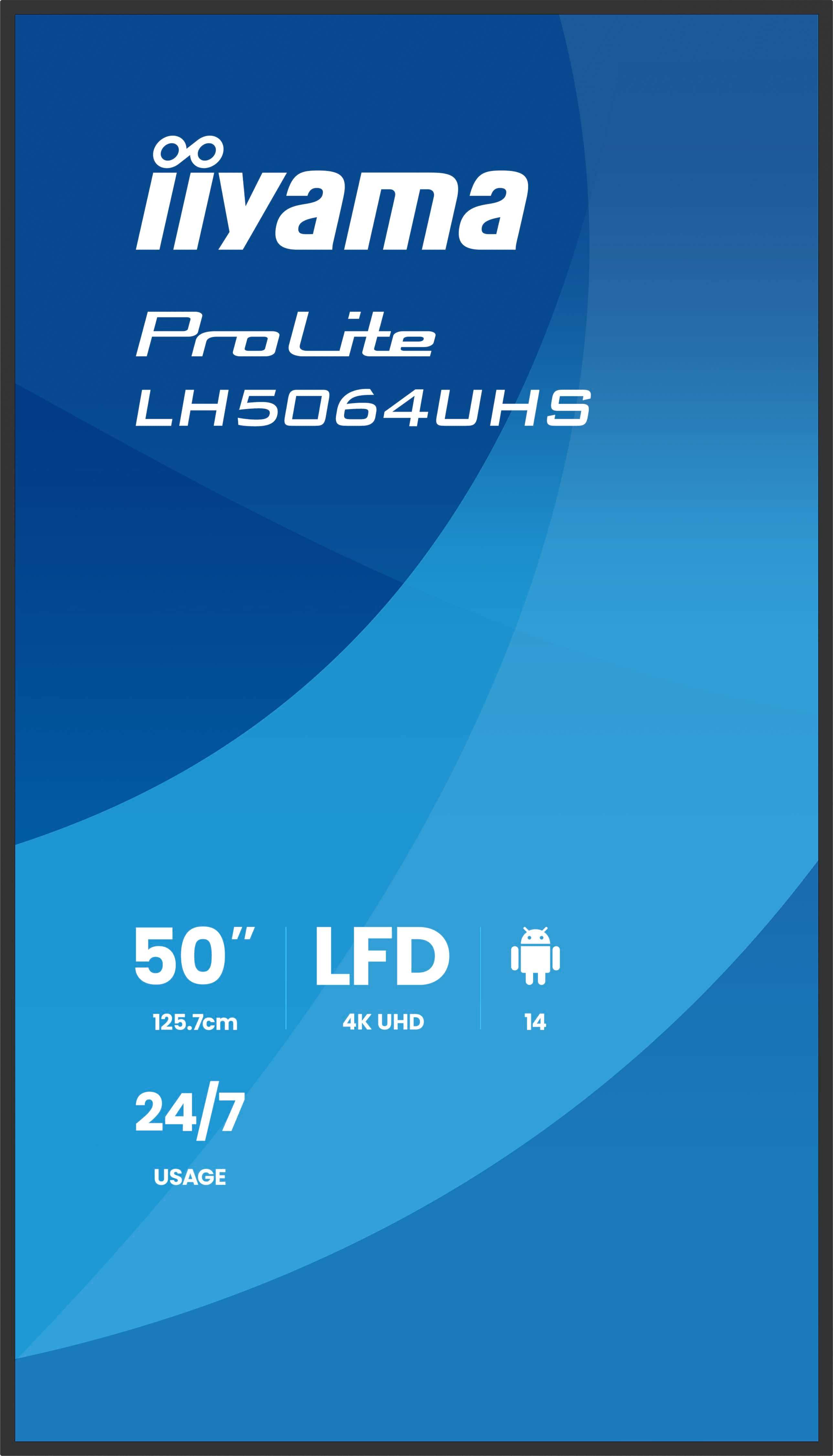 iiyama LH7564UHS-B1AG beeldkrant Digitale signage flatscreen 190,5 cm (75") Wifi 500 cd/m² 4K Ultra HD Zwart Android 24/7