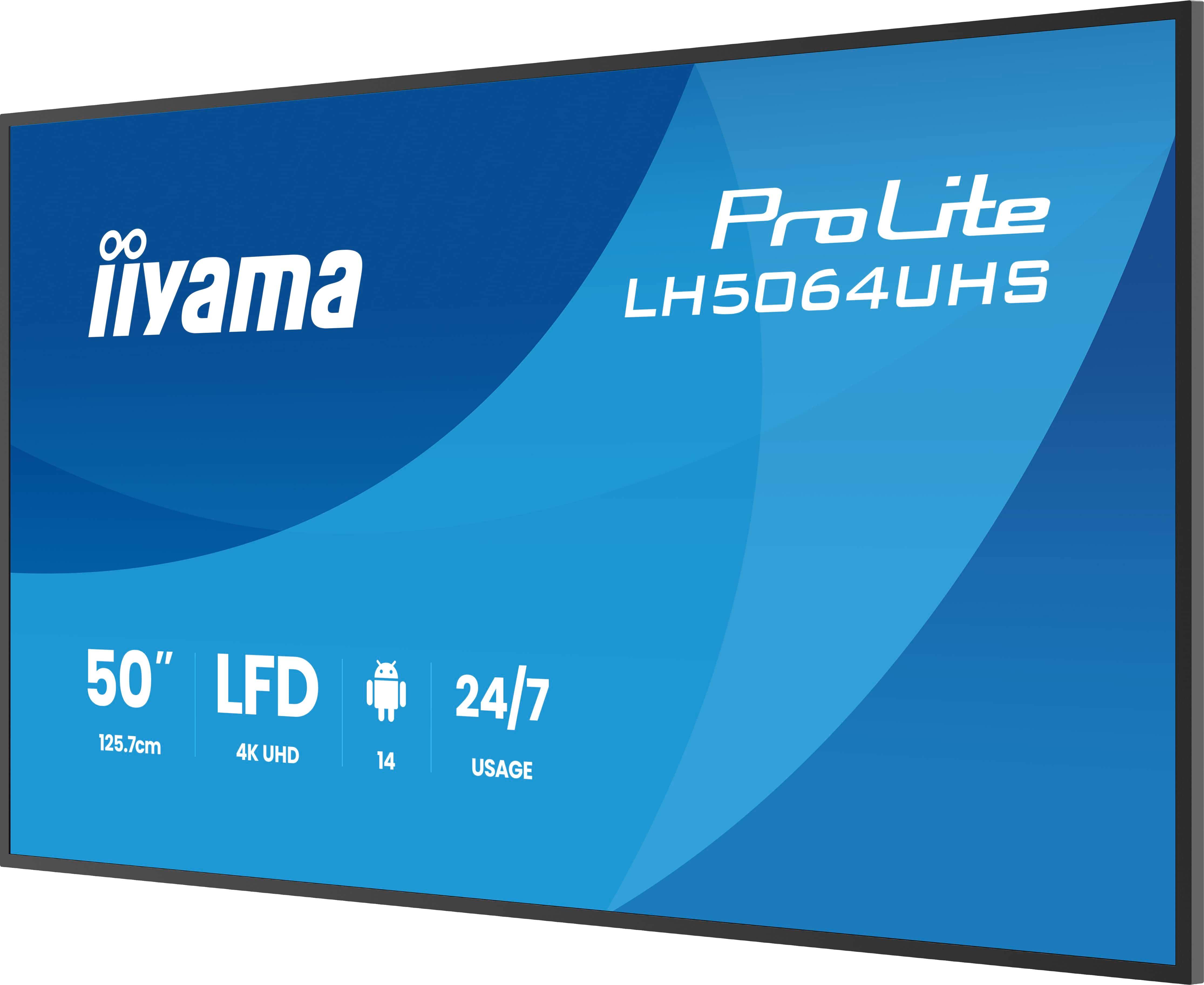 iiyama LH7564UHS-B1AG beeldkrant Digitale signage flatscreen 190,5 cm (75") Wifi 500 cd/m² 4K Ultra HD Zwart Android 24/7