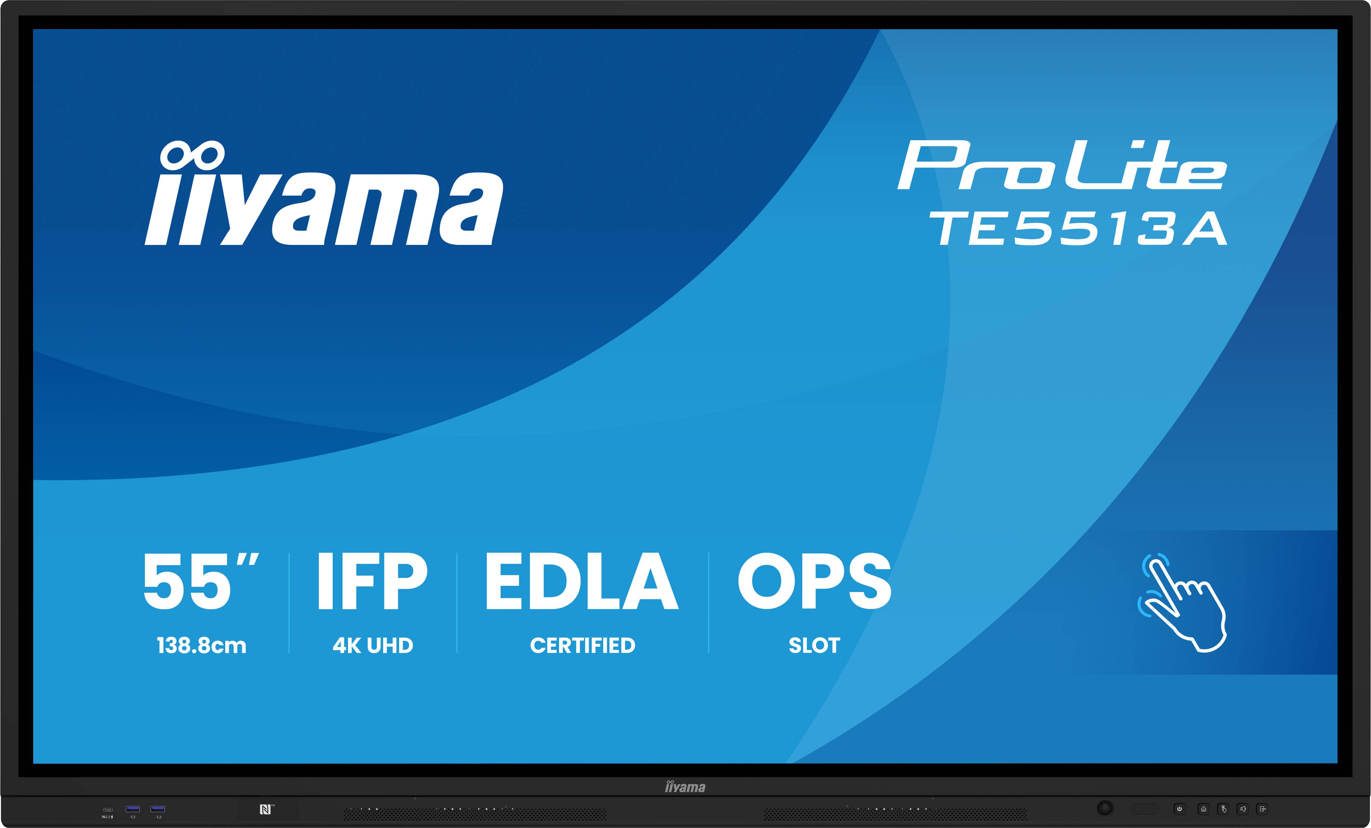 iiyama TE7513A-B1AG beeldkrant Interactief flatscreen 190,5 cm (75") Wifi 450 cd/m² 4K Ultra HD Zwart Touchscreen Type processor Android 18/7