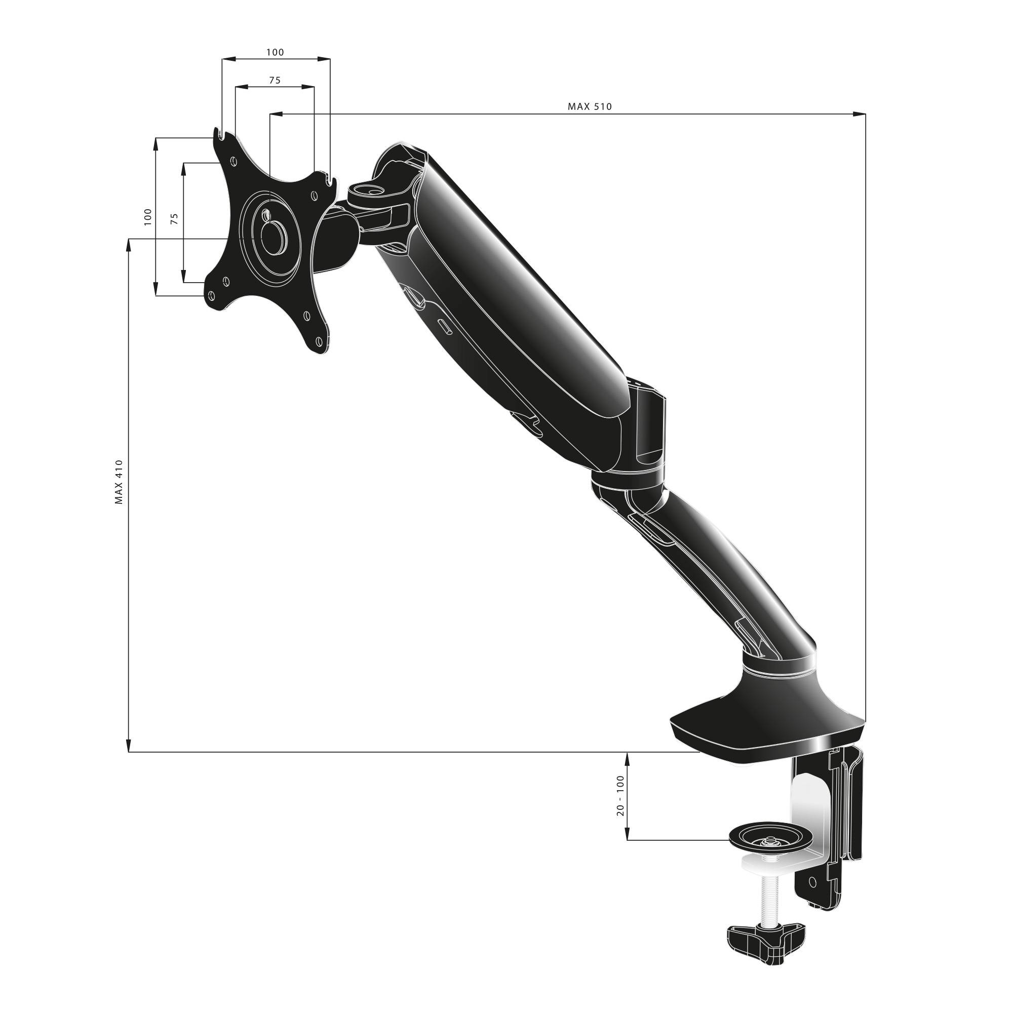 iiyama DS3001C-B1 flat panel bureau steun 68,6 cm (27") Zwart