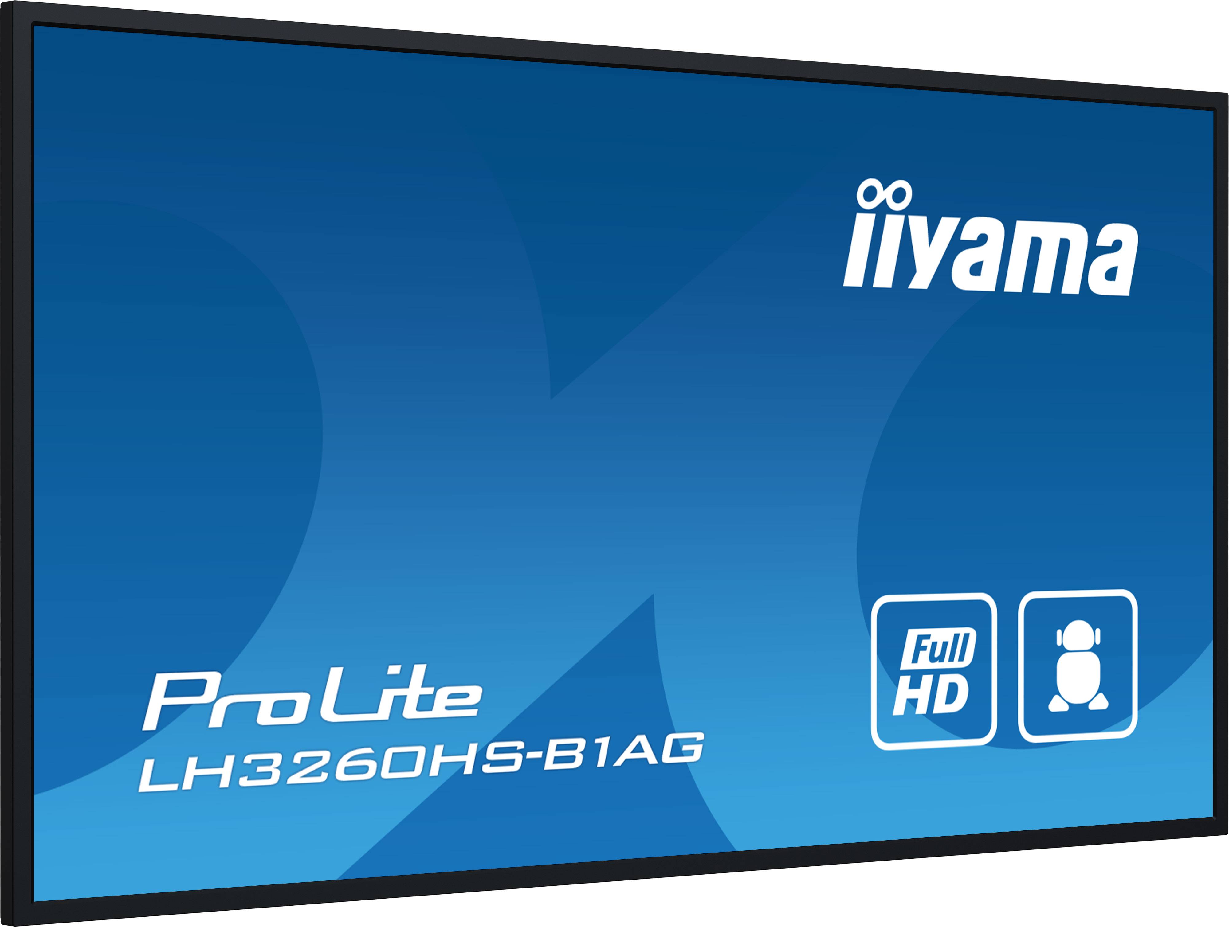 iiyama LH3260HS-B1AG beeldkrant Digitaal A-kaart 80 cm (31.5") LED Wifi 500 cd/m² Full HD Zwart Type processor Android 11 24/7