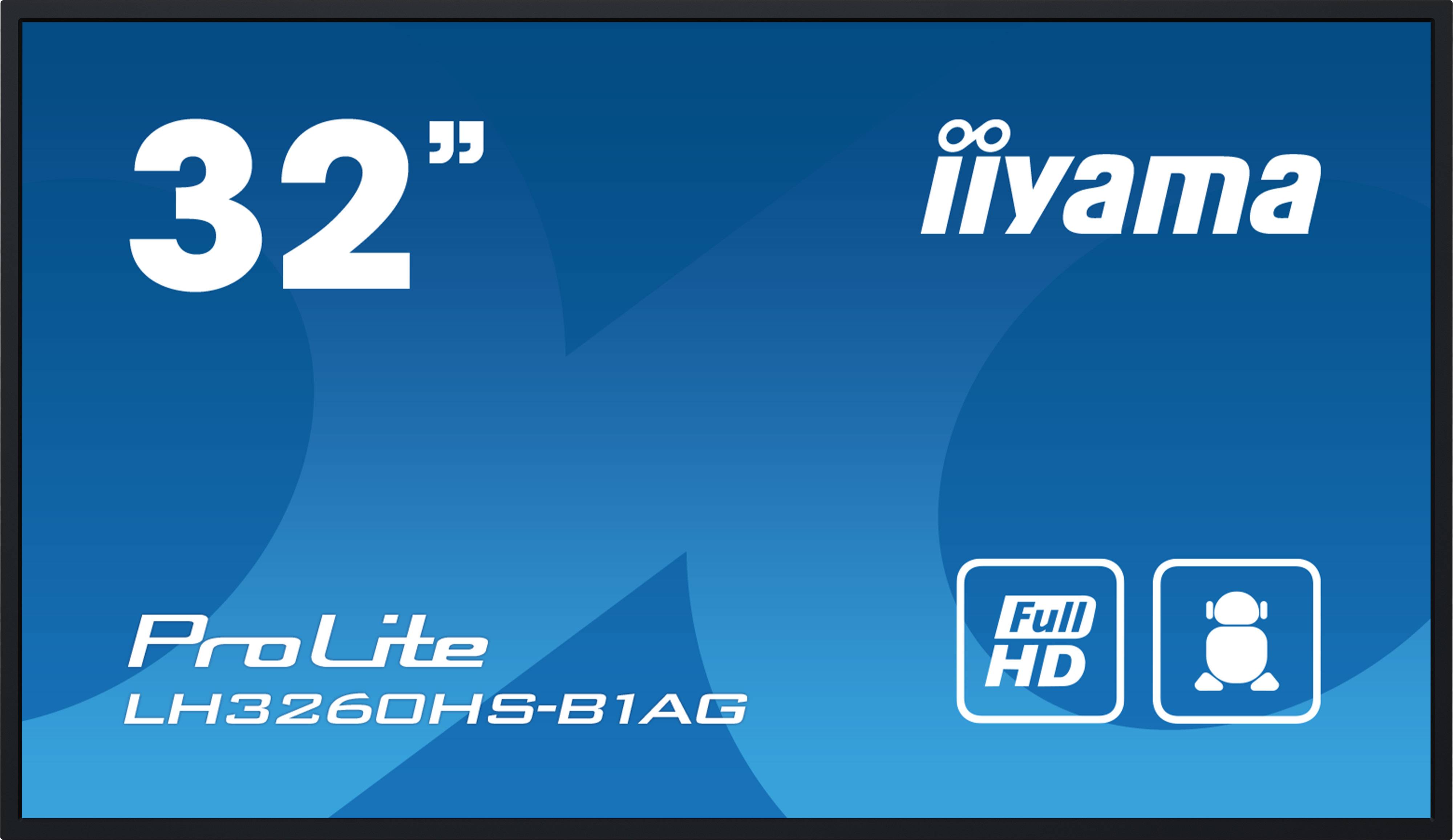 iiyama LH3260HS-B1AG beeldkrant Digitaal A-kaart 80 cm (31.5") LED Wifi 500 cd/m² Full HD Zwart Type processor Android 11 24/7