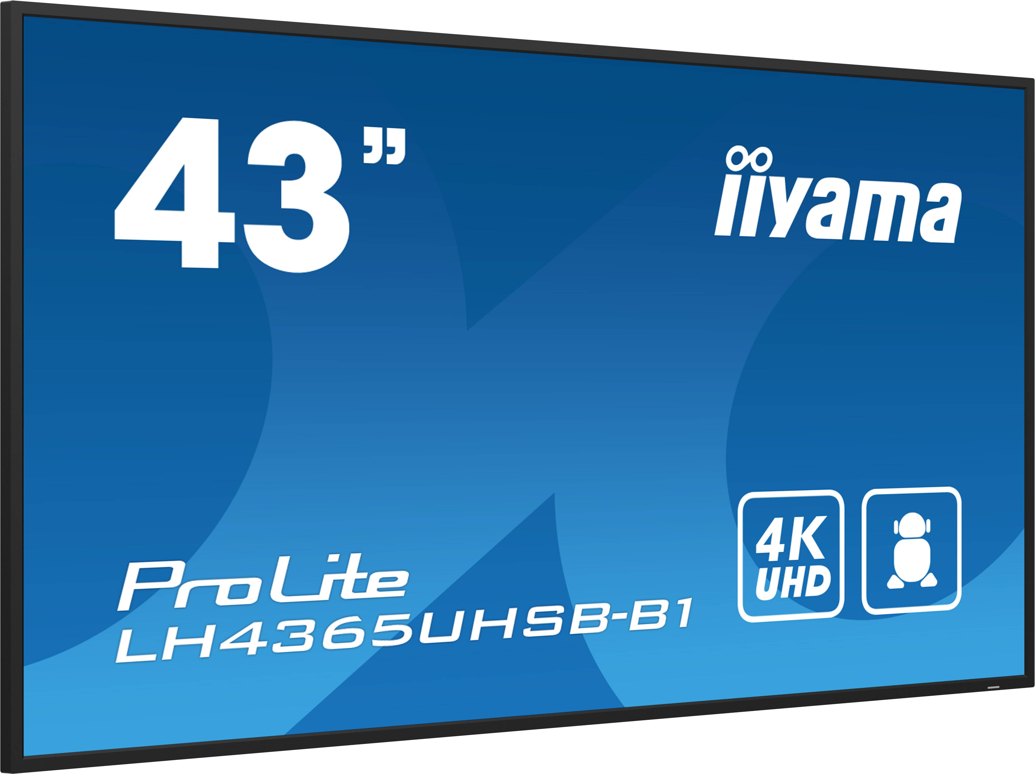 iiyama LH4365UHSB-B1 beeldkrant Kiosk-ontwerp 108 cm (42.5") LED Wifi 800 cd/m² 4K Ultra HD Zwart Type processor Android 11 24/7