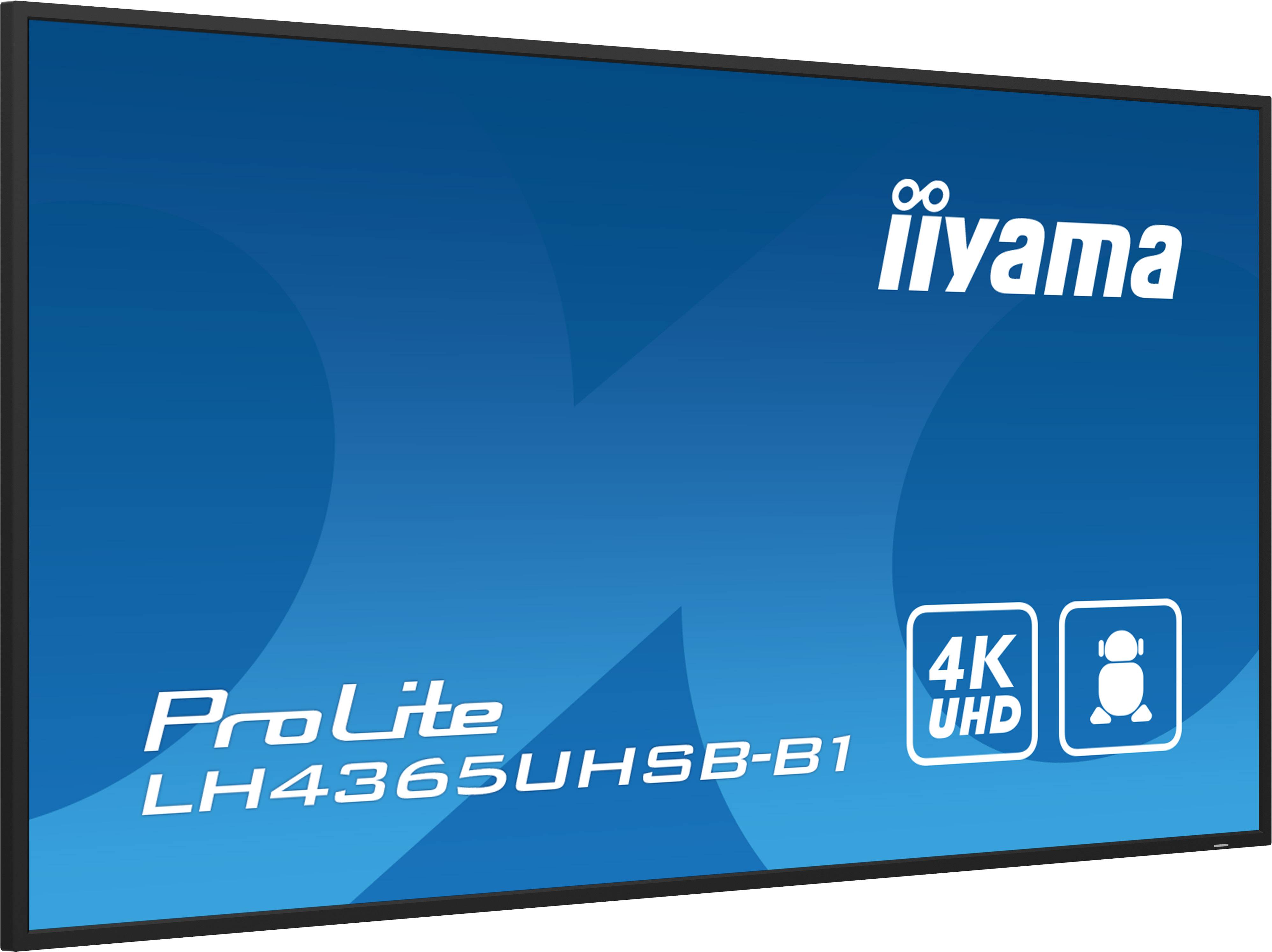 iiyama LH4365UHSB-B1 beeldkrant Kiosk-ontwerp 108 cm (42.5") LED Wifi 800 cd/m² 4K Ultra HD Zwart Type processor Android 11 24/7