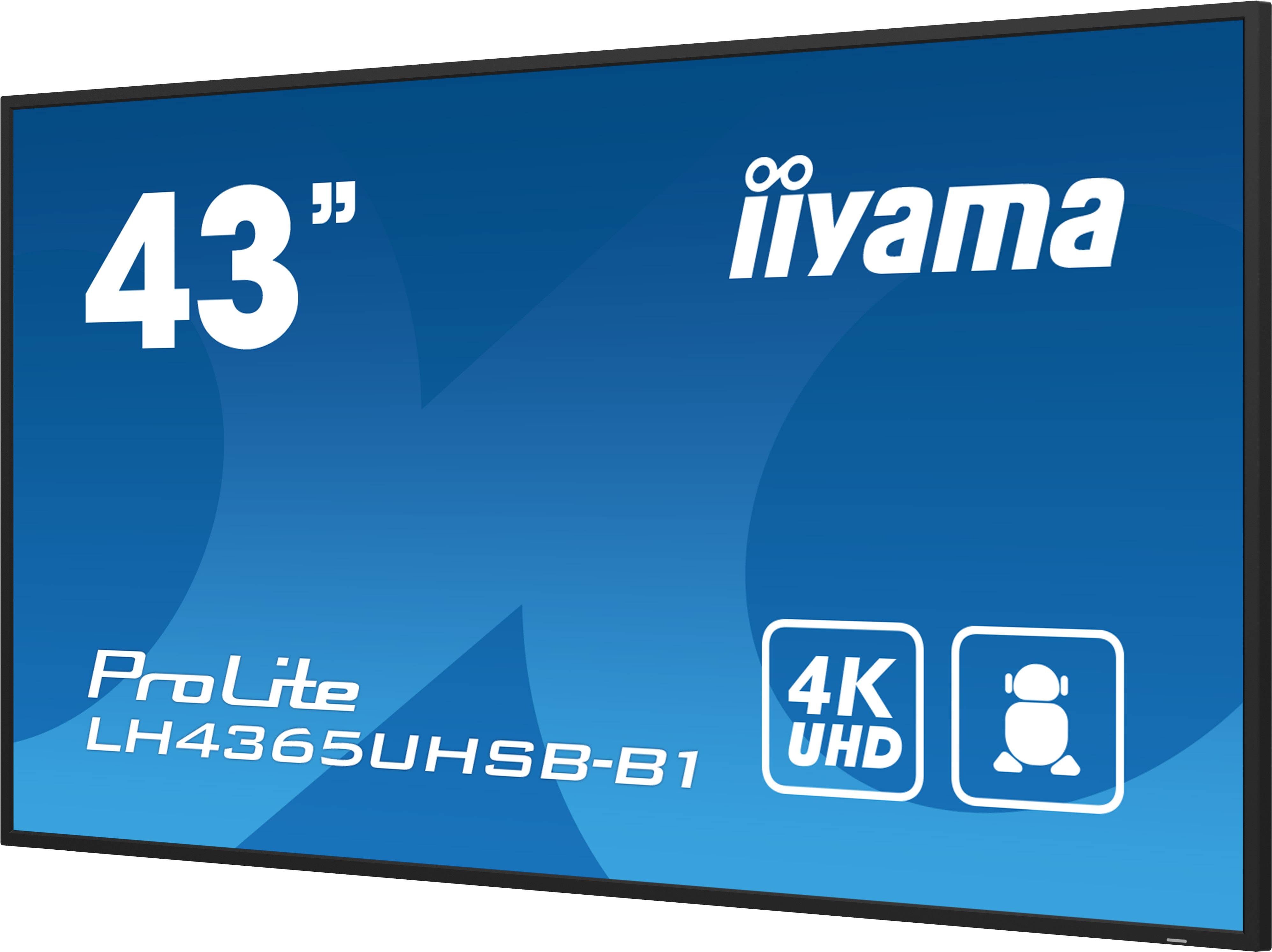 iiyama LH4365UHSB-B1 beeldkrant Kiosk-ontwerp 108 cm (42.5") LED Wifi 800 cd/m² 4K Ultra HD Zwart Type processor Android 11 24/7