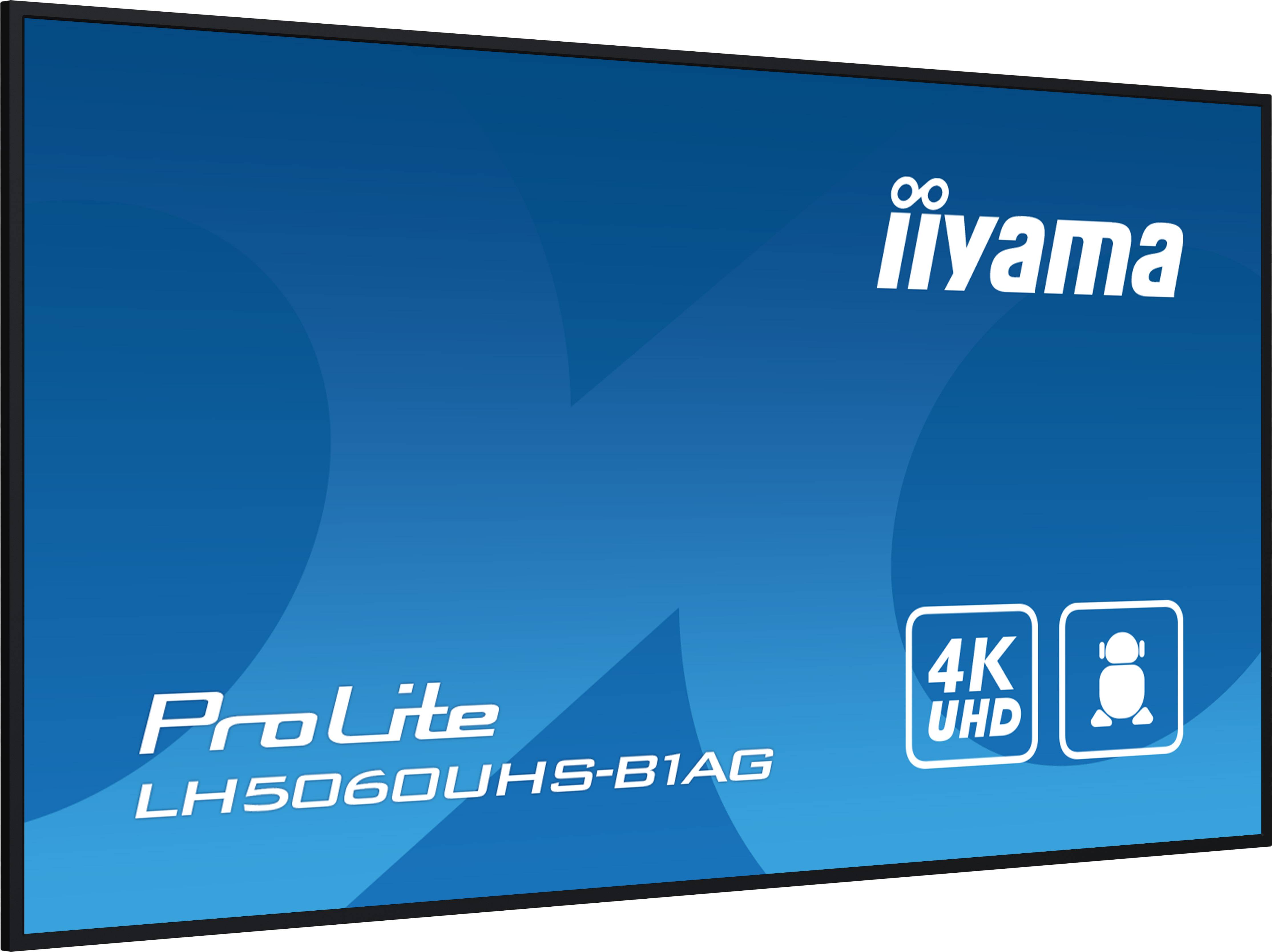 iiyama LH5060UHS-B1AG beeldkrant Digitaal A-kaart 125,7 cm (49.5") LED Wifi 500 cd/m² 4K Ultra HD Zwart Type processor Android 11 24/7