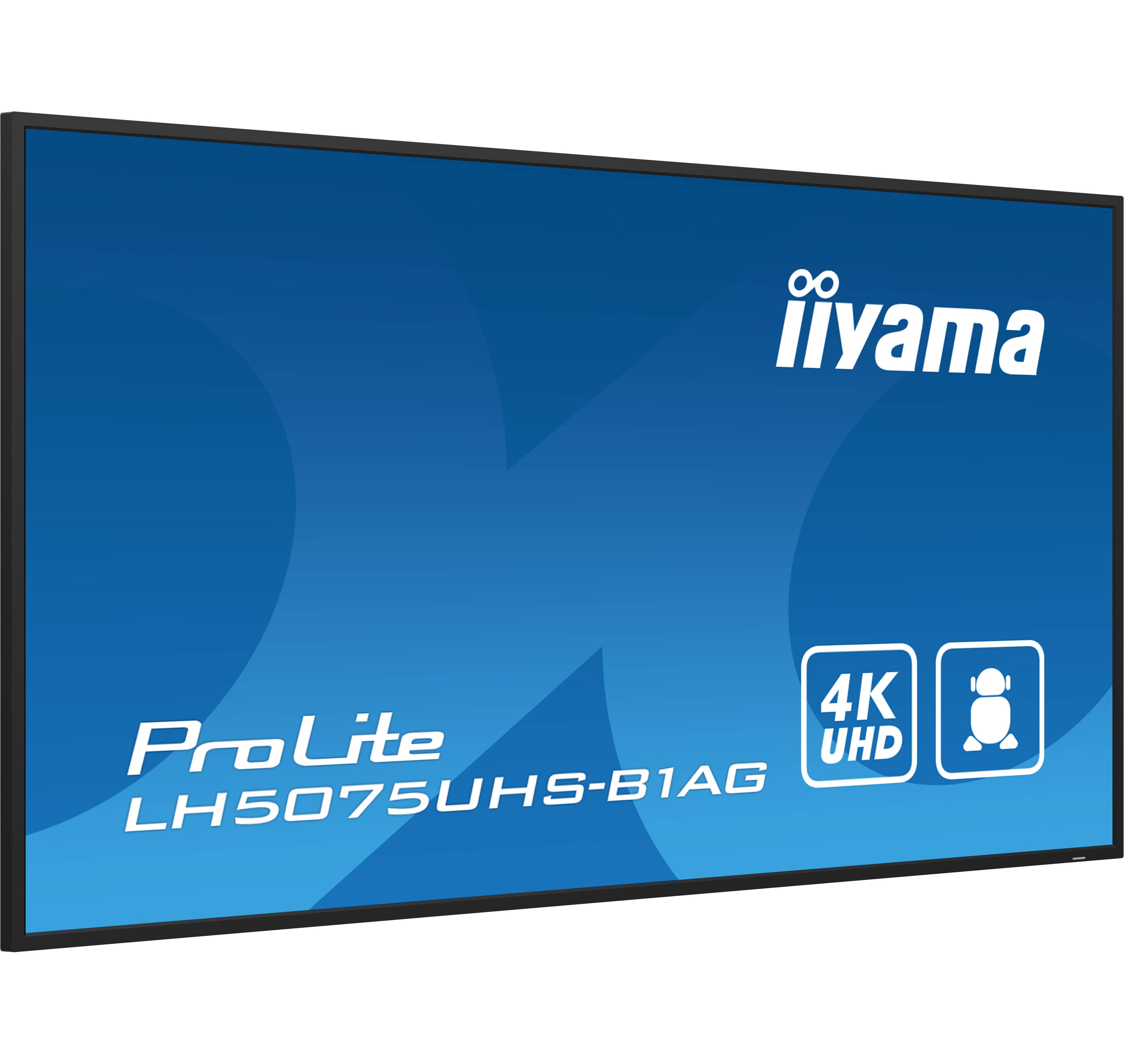 iiyama LH5075UHS-B1AG beeldkrant Digitale signage flatscreen 125,7 cm (49.5") LCD Wifi 500 cd/m² 4K Ultra HD Zwart Type processor Android 11 24/7