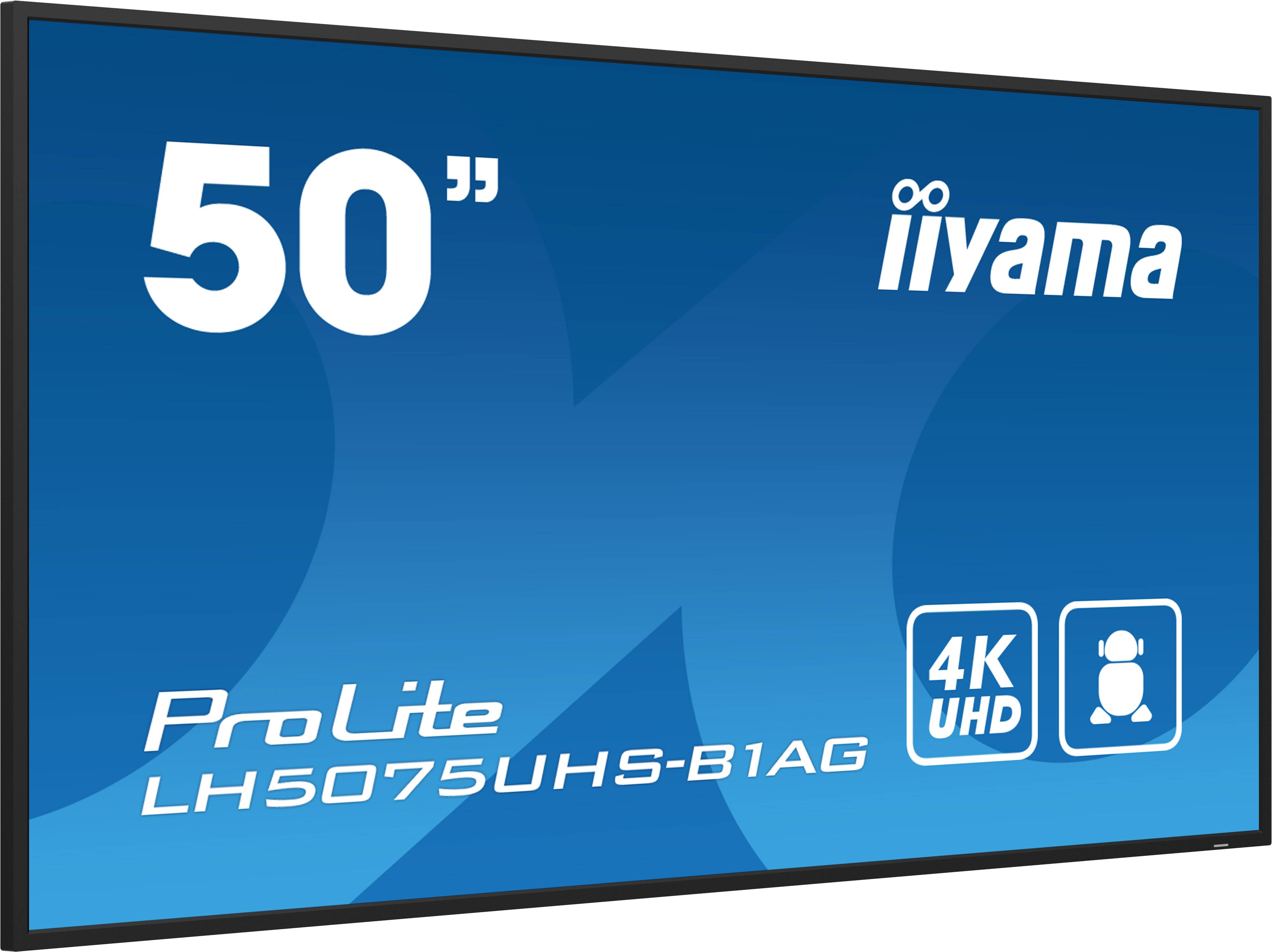iiyama LH5075UHS-B1AG beeldkrant Digitale signage flatscreen 125,7 cm (49.5") LCD Wifi 500 cd/m² 4K Ultra HD Zwart Type processor Android 11 24/7