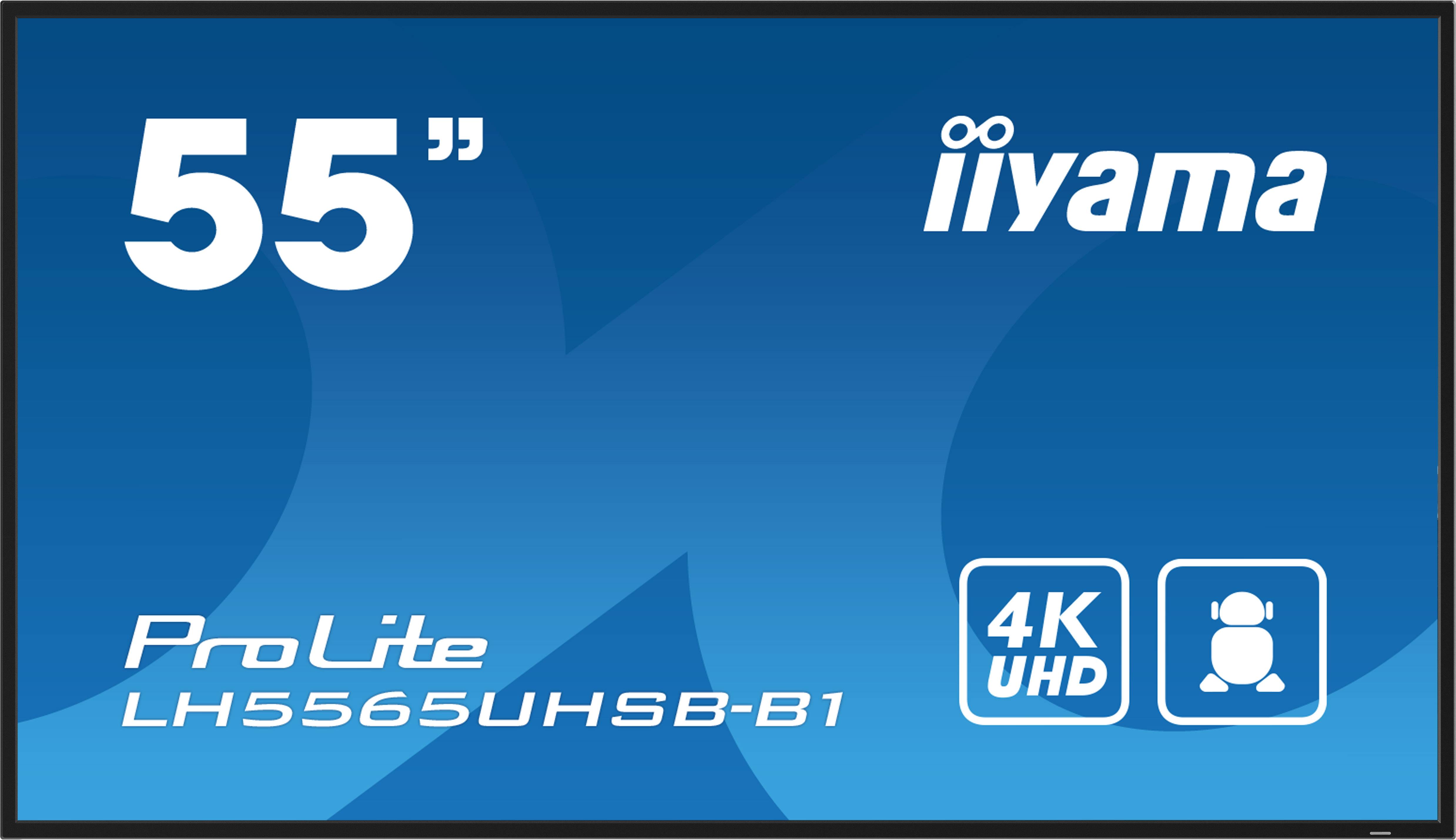 iiyama LH5565UHSB-B1 beeldkrant Kiosk-ontwerp 138,7 cm (54.6") LED Wifi 800 cd/m² 4K Ultra HD Zwart Type processor Android 11 24/7