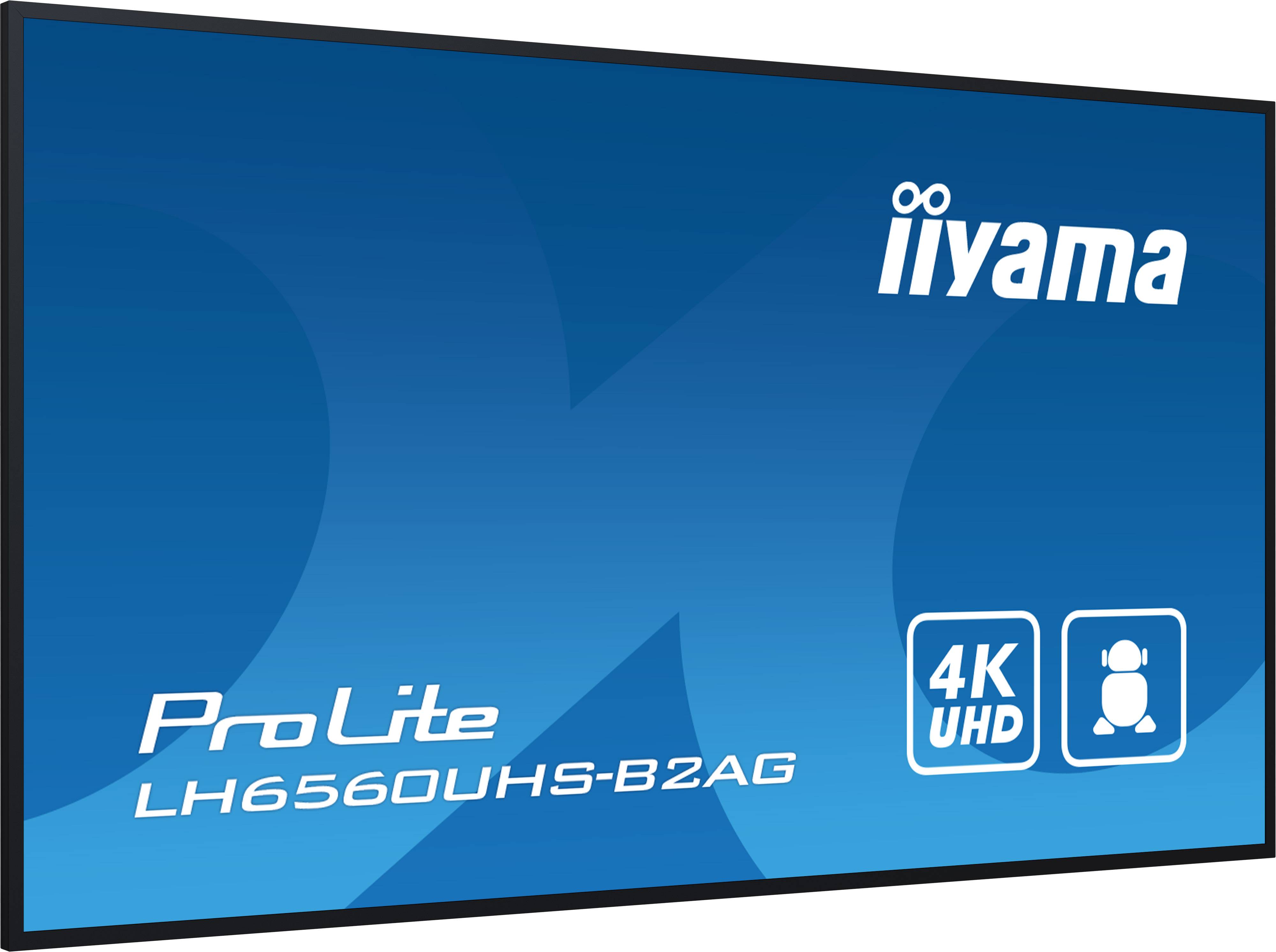 iiyama LH6560UHS-B2AG beeldkrant Digitaal A-kaart 165,1 cm (65") LED Wifi 500 cd/m² 4K Ultra HD Zwart Type processor Android 11 24/7
