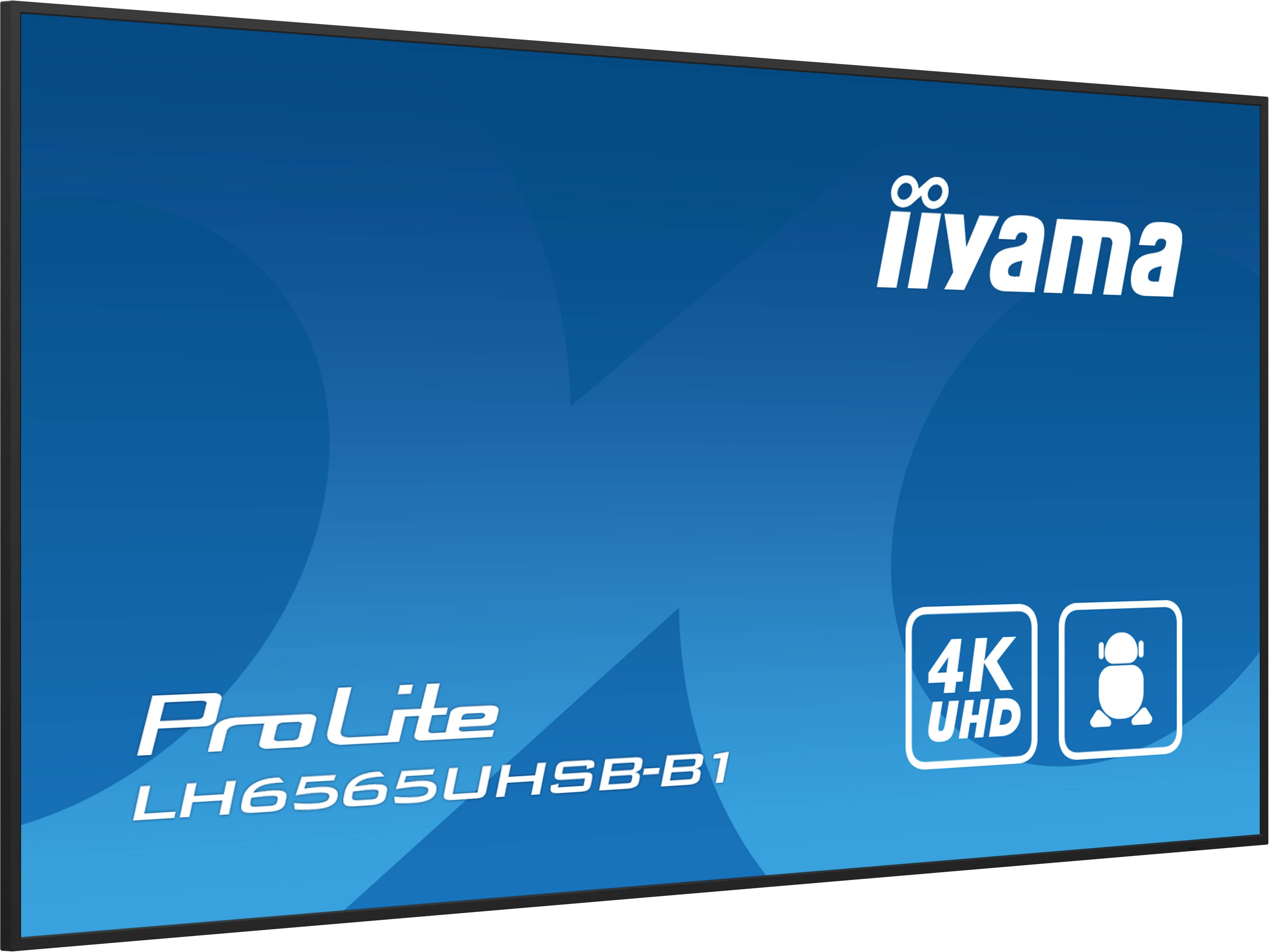 iiyama LH6565UHSB-B1 beeldkrant Kiosk-ontwerp 163,8 cm (64.5") LED Wifi 800 cd/m² 4K Ultra HD Zwart Type processor Android 11 24/7