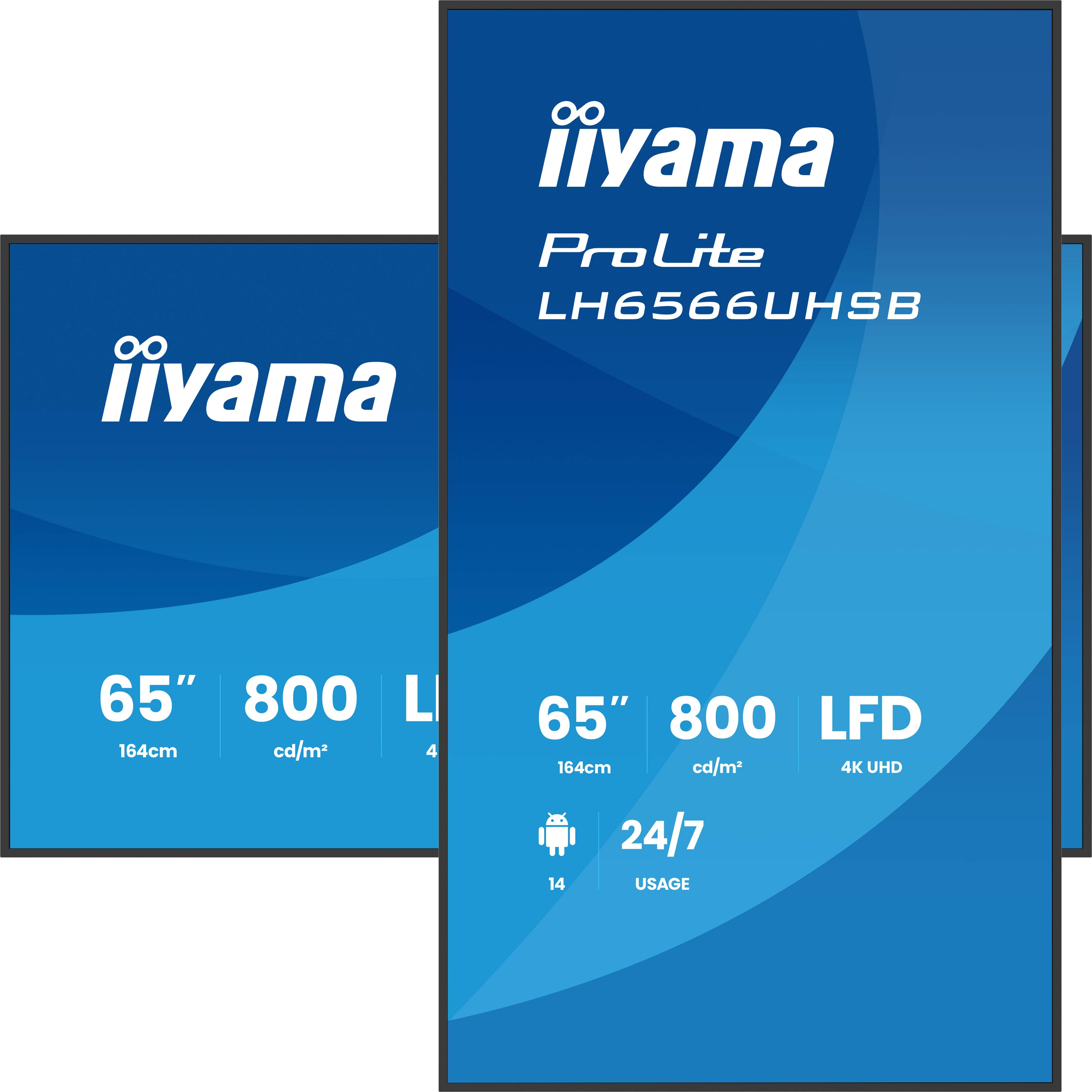 iiyama LH6566UHSB-B1AG beeldkrant Digitale signage flatscreen 165,1 cm (65") LCD Wifi 800 cd/m² 4K Ultra HD Zwart Type processor Android 24/7