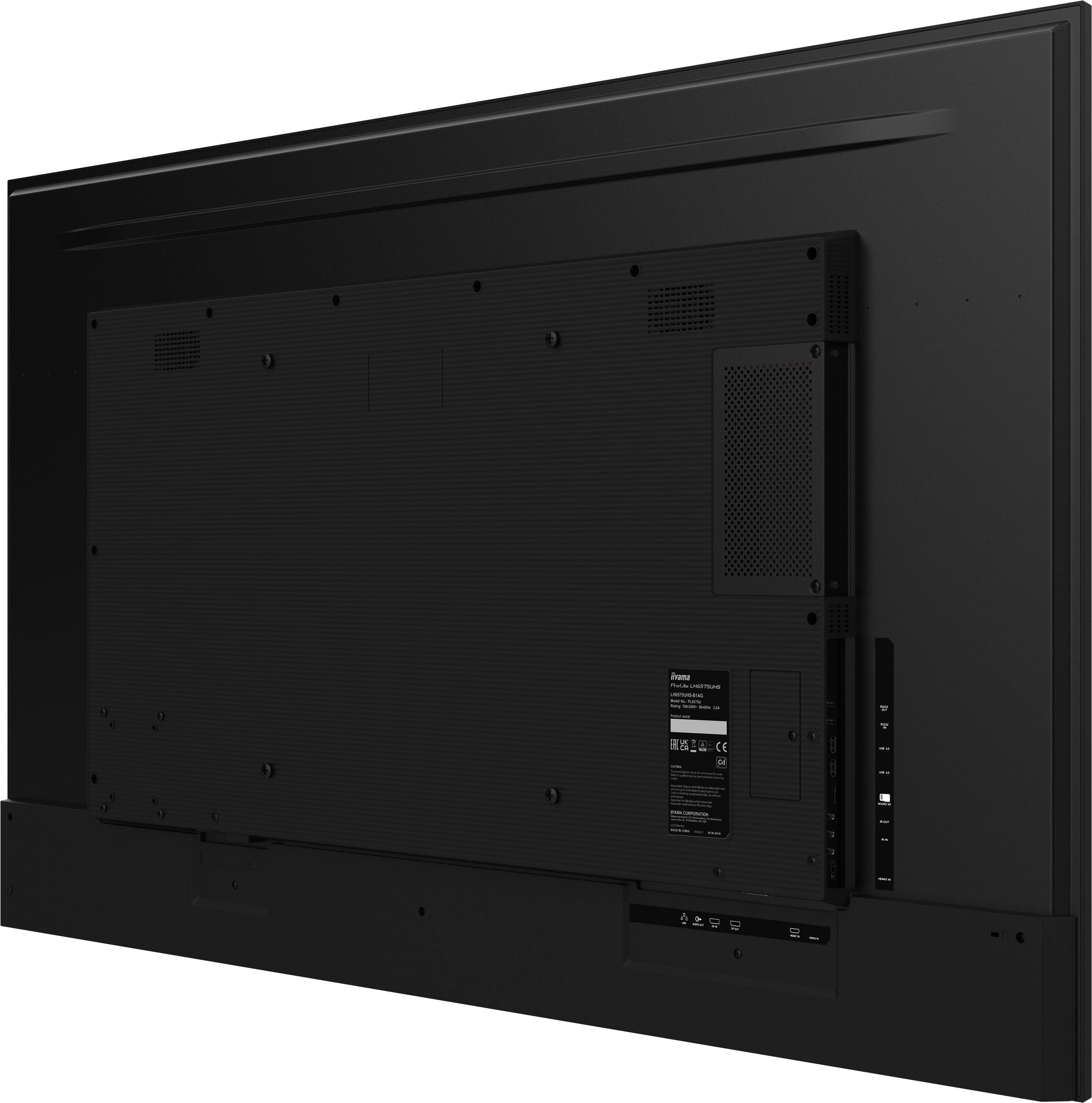 iiyama ProLite Digitale signage flatscreen 163,8 cm (64.5") LCD Wifi 500 cd/m² 4K Ultra HD Zwart Type processor Android 11 24/7
