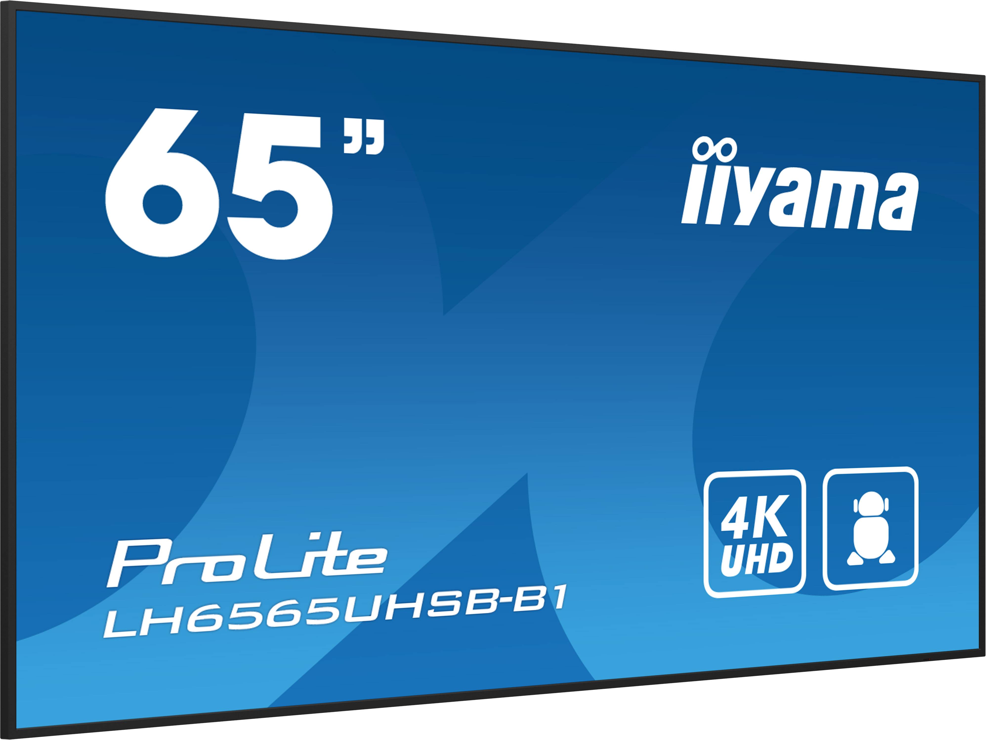 iiyama ProLite Digitale signage flatscreen 163,8 cm (64.5") LCD Wifi 500 cd/m² 4K Ultra HD Zwart Type processor Android 11 24/7