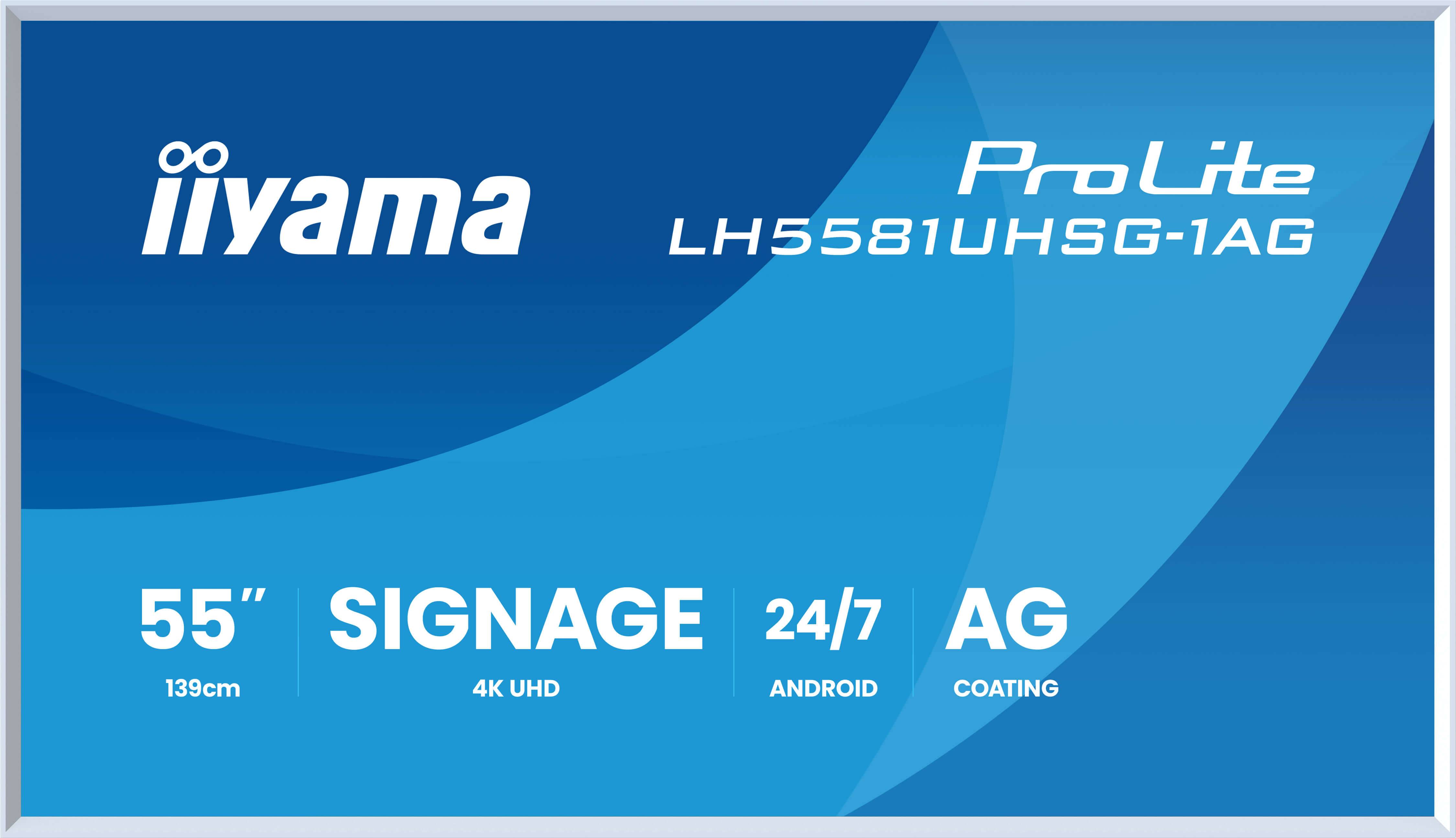 iiyama LH5581UHSG-1AG Interactief flatscreen 163,8 cm (64.5") Wifi 500 cd/m² 4K Ultra HD Wit Type processor Android 10 24/7