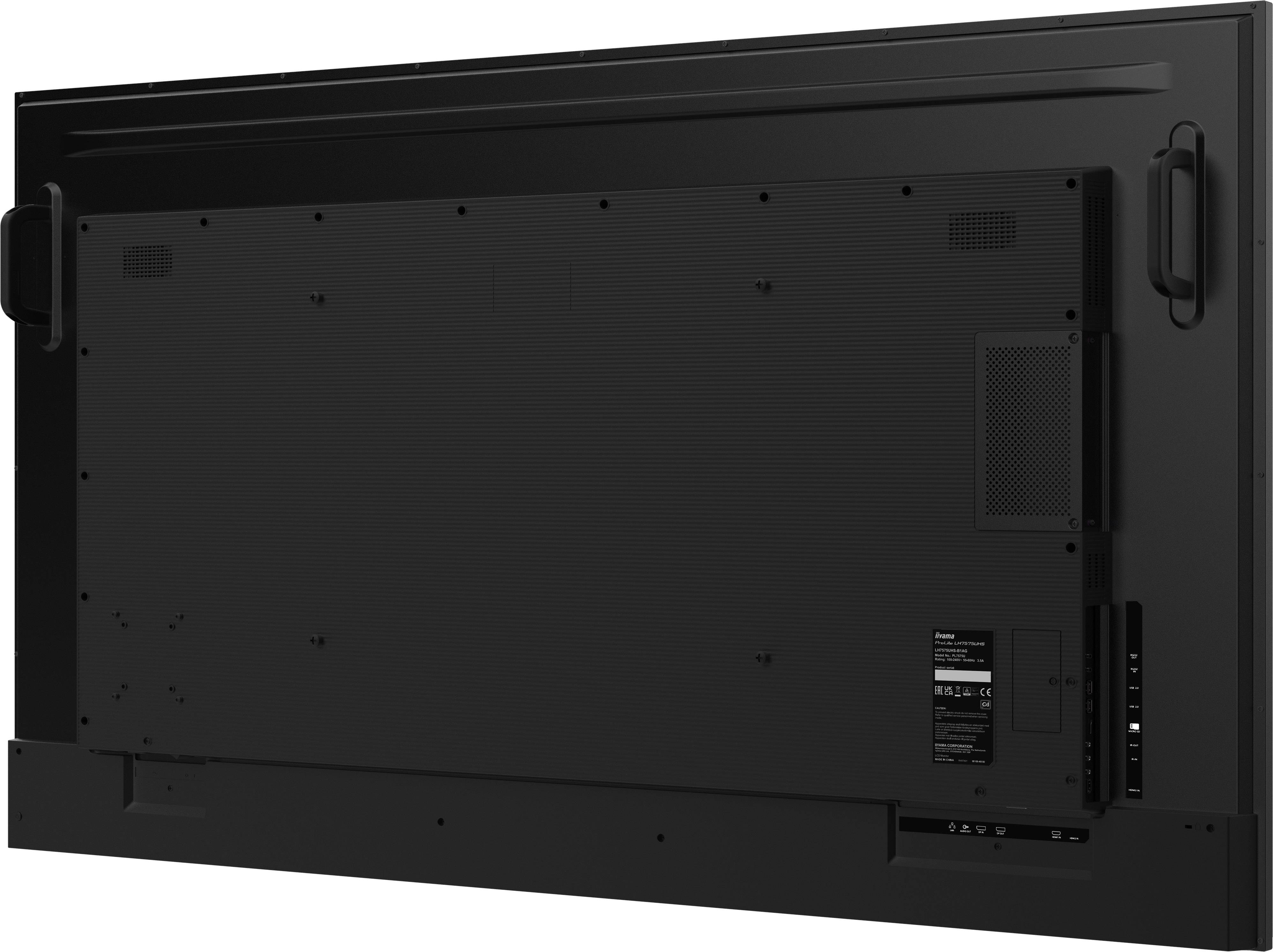 iiyama LH7575UHS-B1AG beeldkrant Digitale signage flatscreen 190,5 cm (75") LCD Wifi 500 cd/m² 4K Ultra HD Zwart Type processor Android 11 24/7