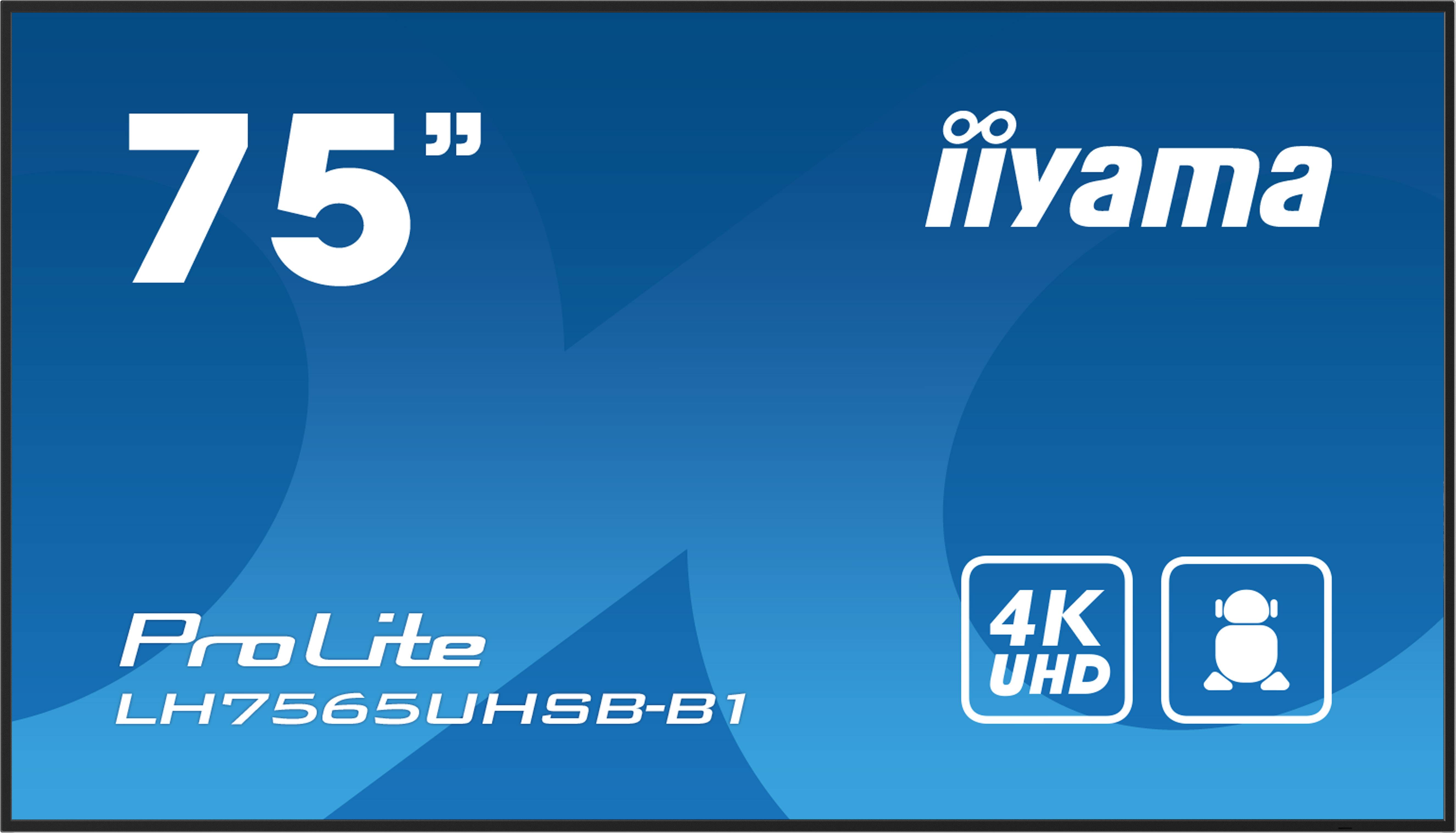 iiyama LH7575UHS-B1AG beeldkrant Digitale signage flatscreen 190,5 cm (75") LCD Wifi 500 cd/m² 4K Ultra HD Zwart Type processor Android 11 24/7