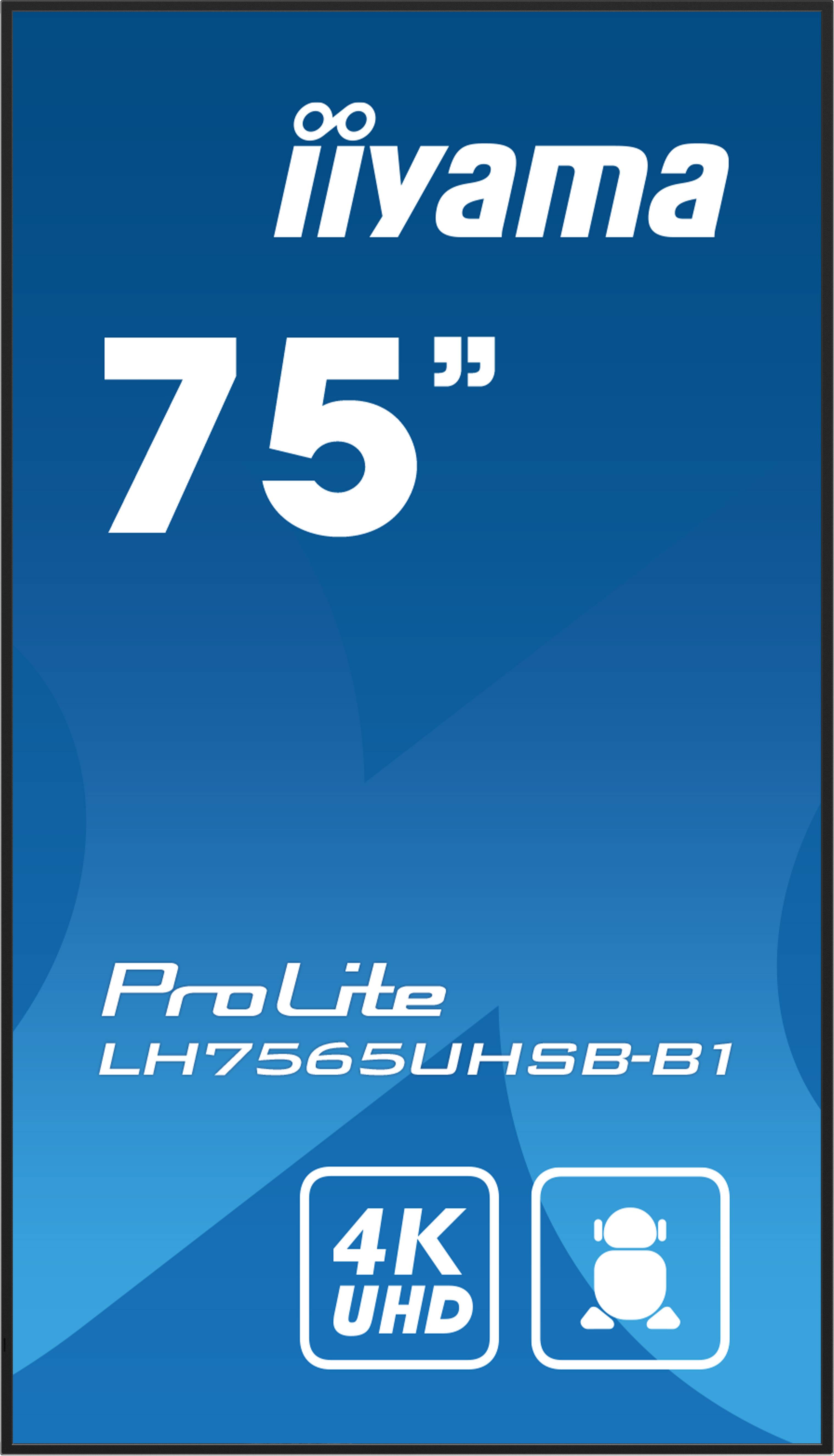 iiyama LH7575UHS-B1AG beeldkrant Digitale signage flatscreen 190,5 cm (75") LCD Wifi 500 cd/m² 4K Ultra HD Zwart Type processor Android 11 24/7