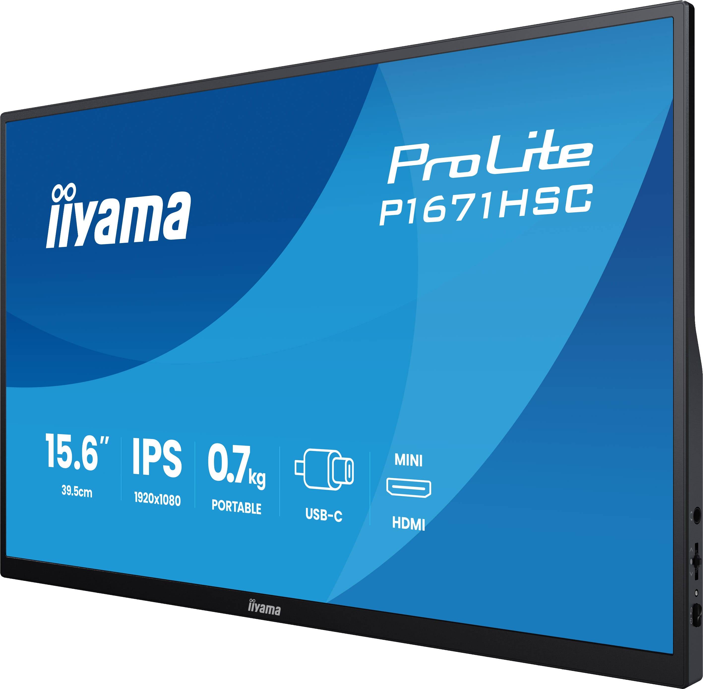 iiyama ProLite P1671HSC-B1 computer monitor 39,6 cm (15.6") 1920 x 1080 Pixels Full HD LED Zwart
