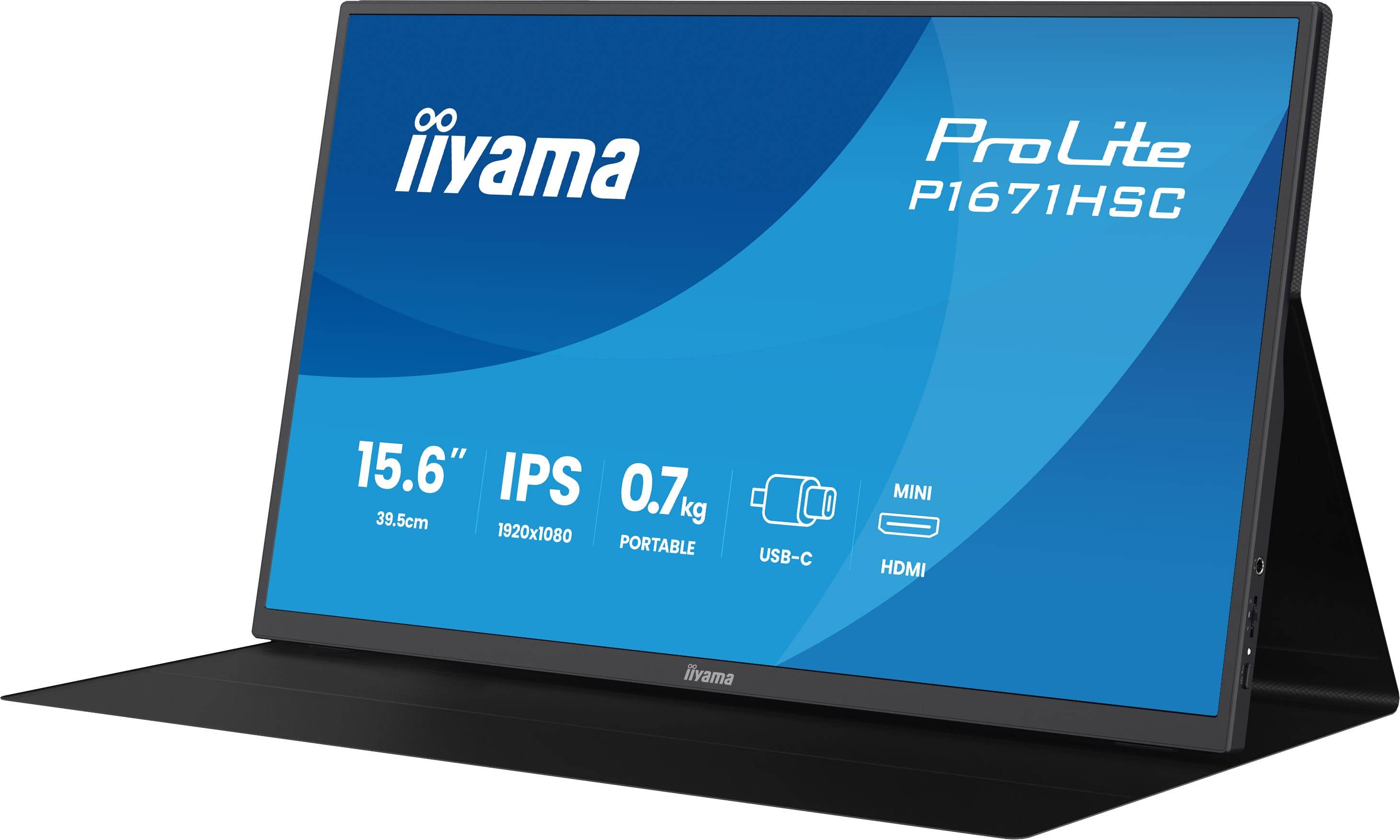 iiyama ProLite P1671HSC-B1 computer monitor 39,6 cm (15.6") 1920 x 1080 Pixels Full HD LED Zwart