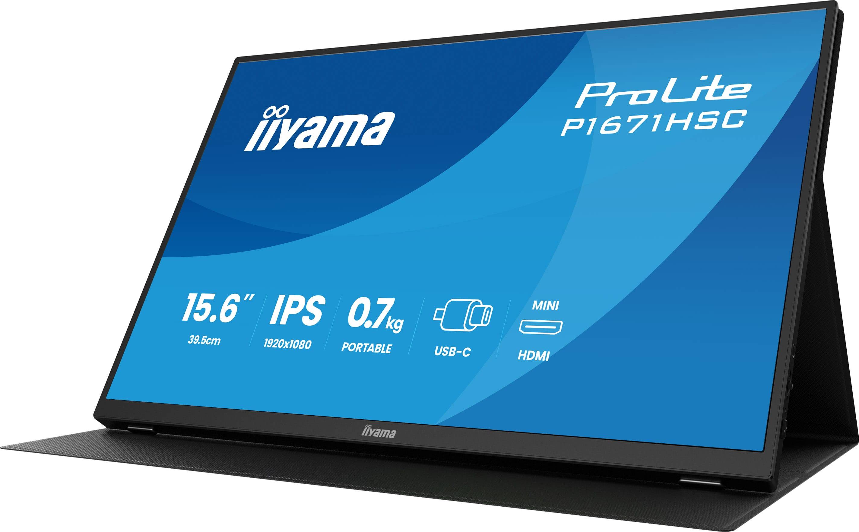 iiyama ProLite P1671HSC-B1 computer monitor 39,6 cm (15.6") 1920 x 1080 Pixels Full HD LED Zwart