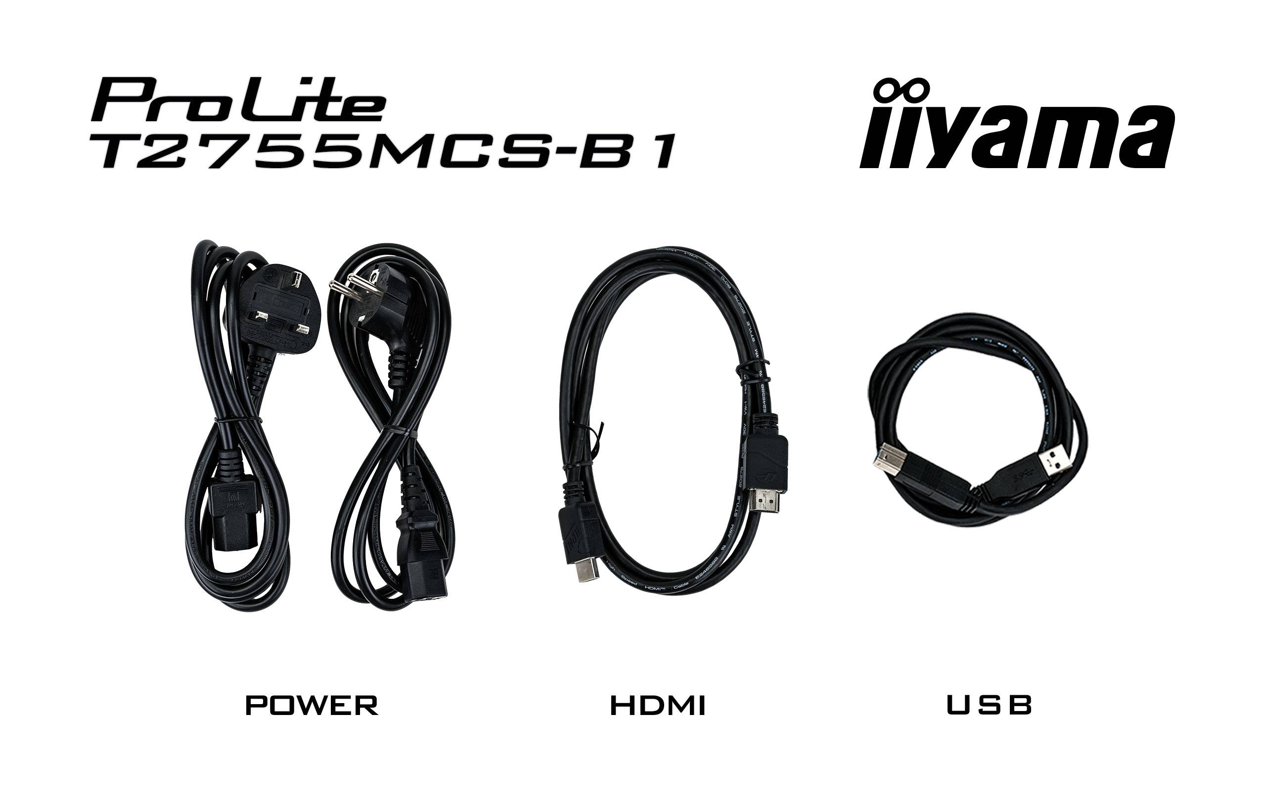 iiyama ProLite T2755MSC-B1 computer monitor 68,6 cm (27") 1920 x 1080 Pixels Full HD LED Touchscreen Tafelblad Zwart