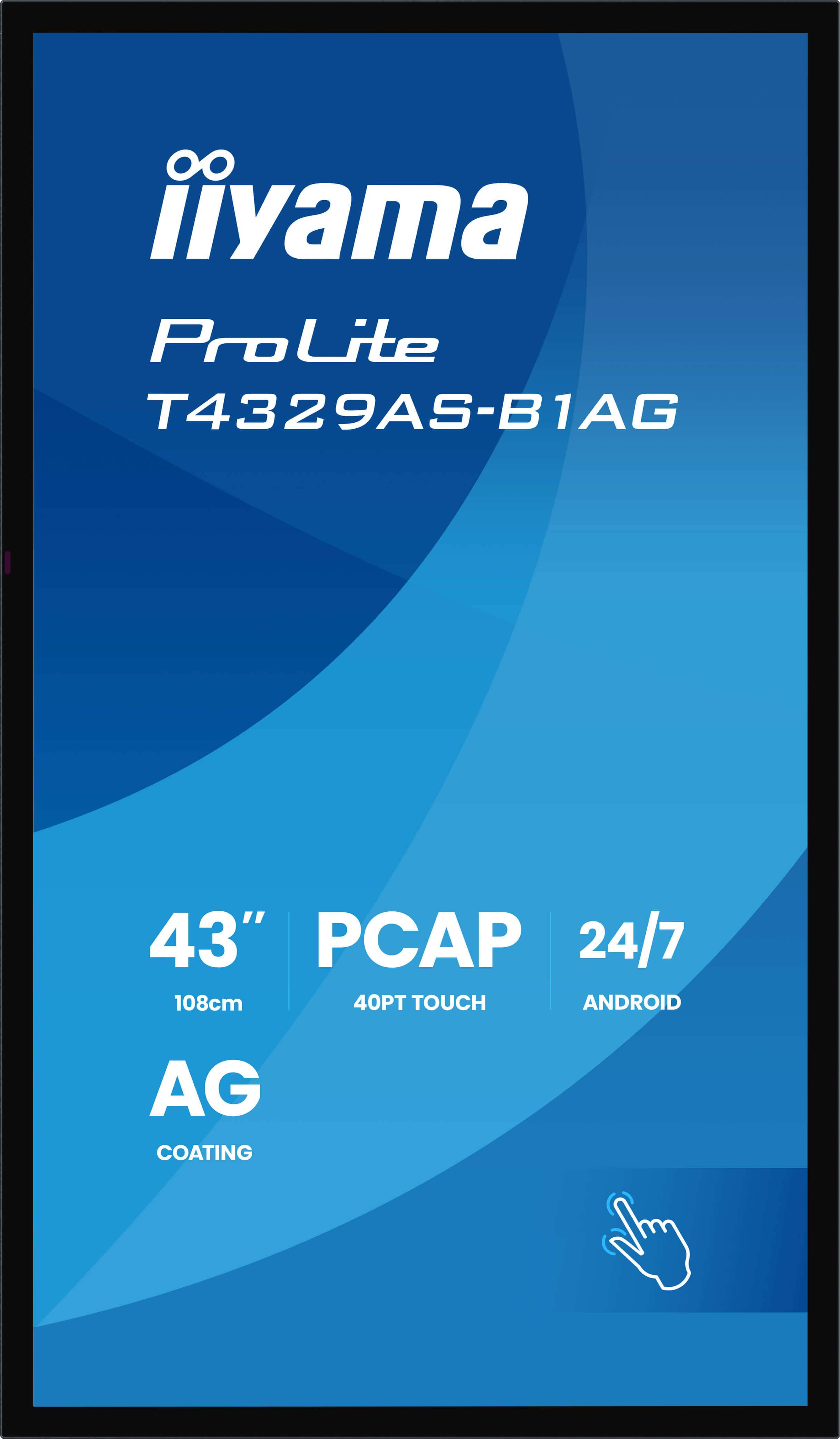 iiyama T4329AS-B1AG beeldkrant Interactief flatscreen 108 cm (42.5") LED Wifi 500 cd/m² 4K Ultra HD Zwart Touchscreen Type processor Android 24/7