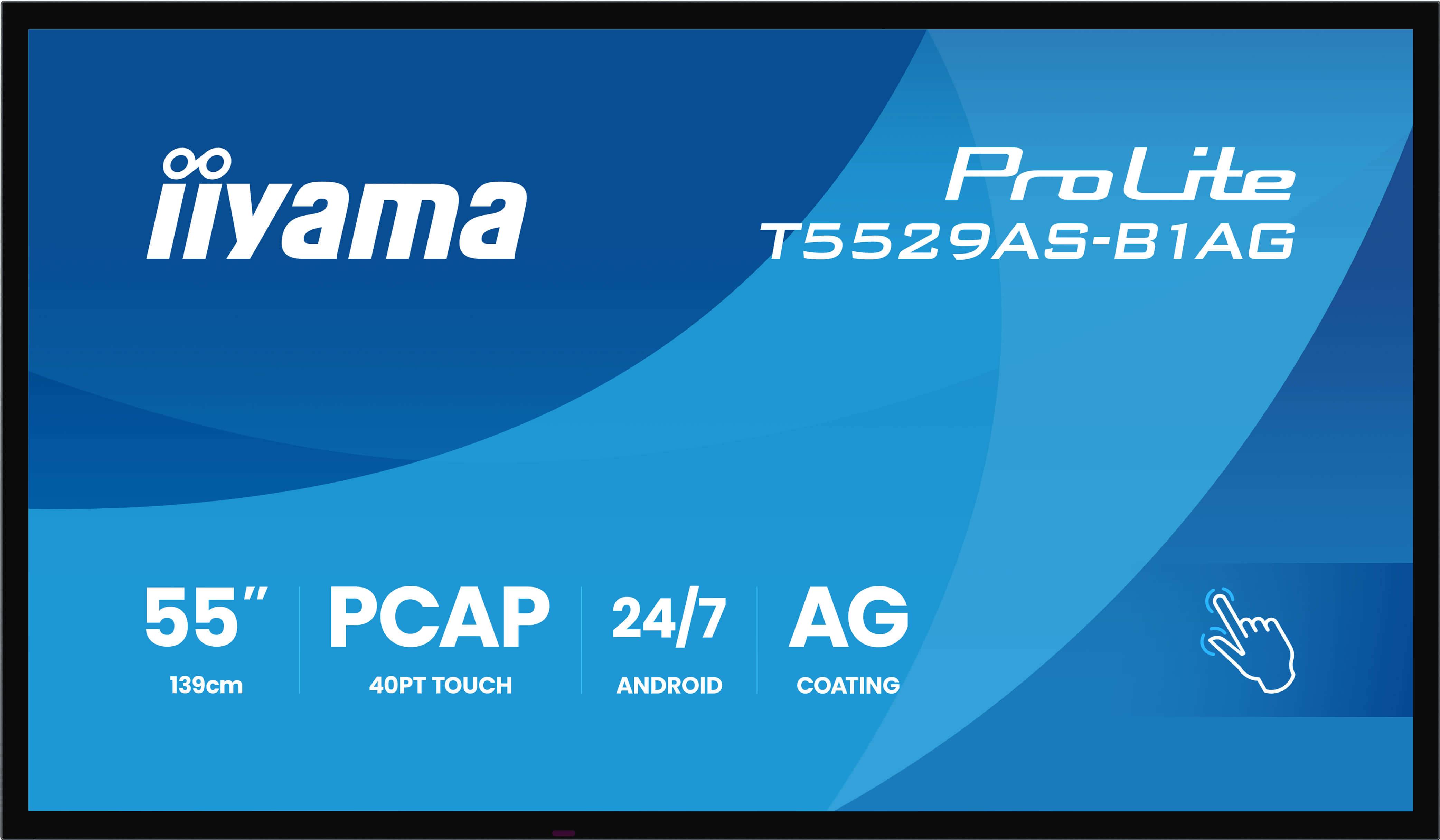 iiyama T5529AS-B1AG beeldkrant Interactief flatscreen 138,7 cm (54.6") LED Wifi 500 cd/m² 4K Ultra HD Zwart Touchscreen Type processor Android 24/7