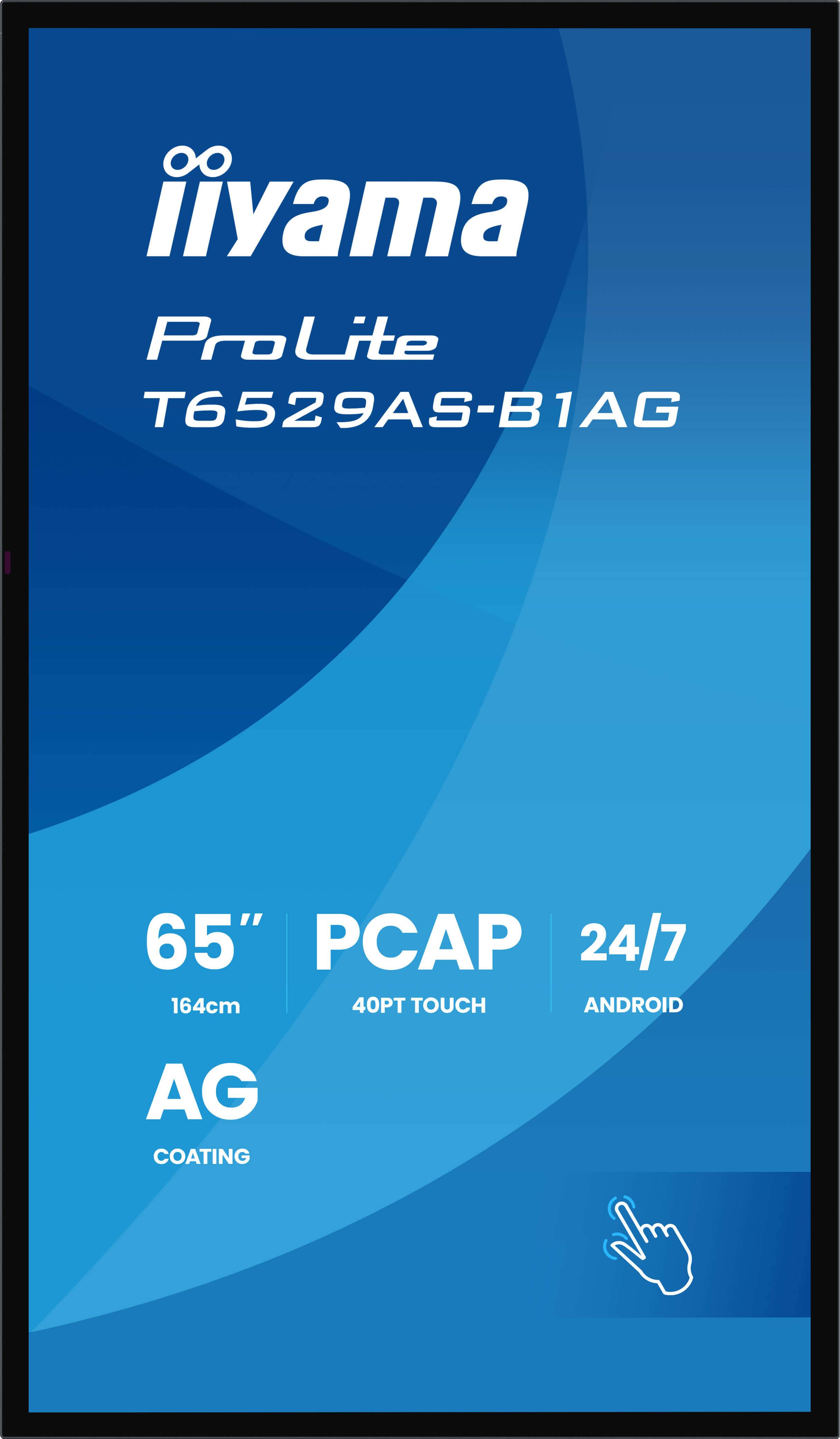 iiyama T6529AS-B1AG beeldkrant Interactief flatscreen 163,8 cm (64.5") LED Wifi 500 cd/m² 4K Ultra HD Zwart Touchscreen Type processor Android 24/7