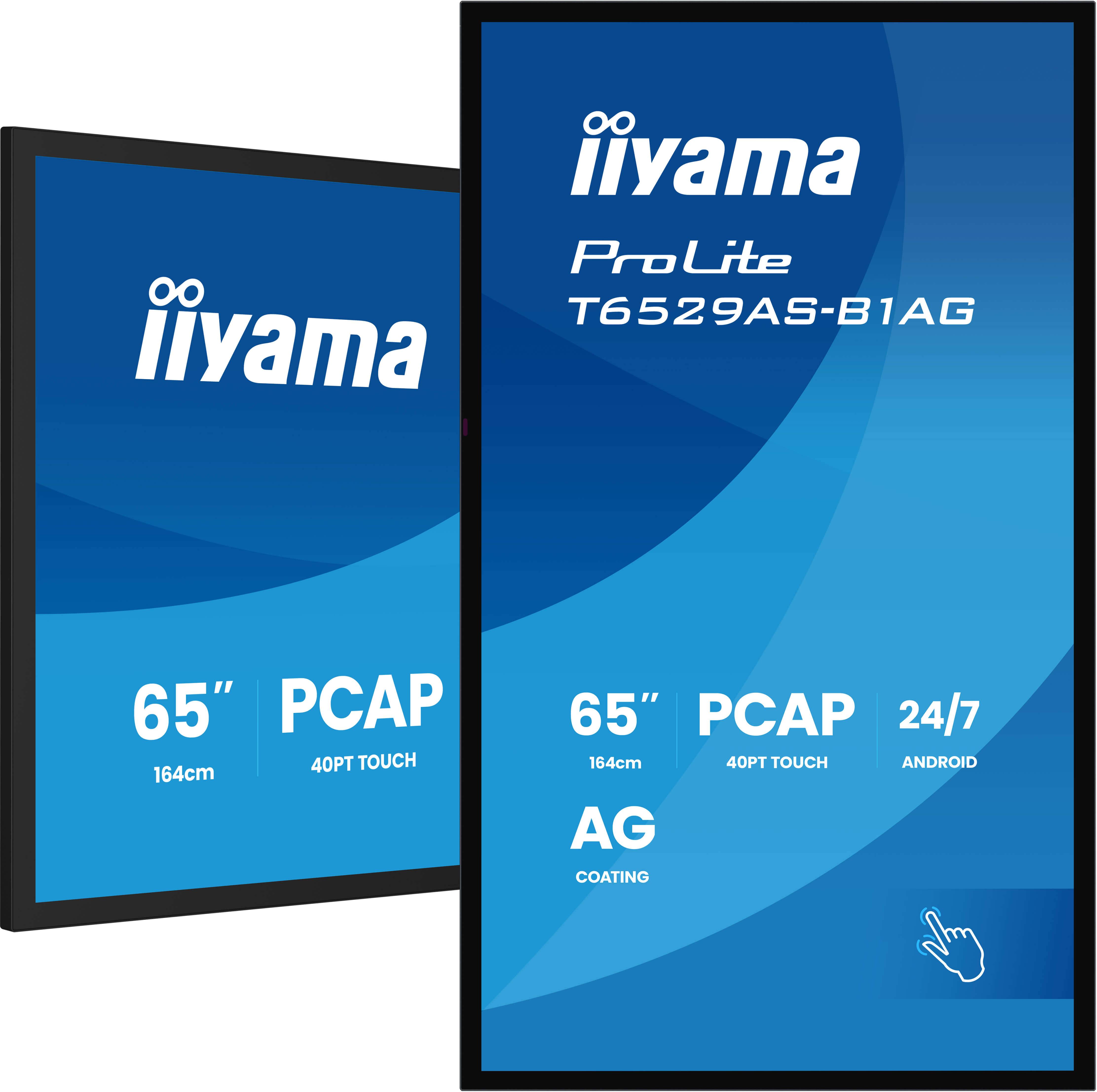 iiyama T6529AS-B1AG beeldkrant Interactief flatscreen 163,8 cm (64.5") LED Wifi 500 cd/m² 4K Ultra HD Zwart Touchscreen Type processor Android 24/7