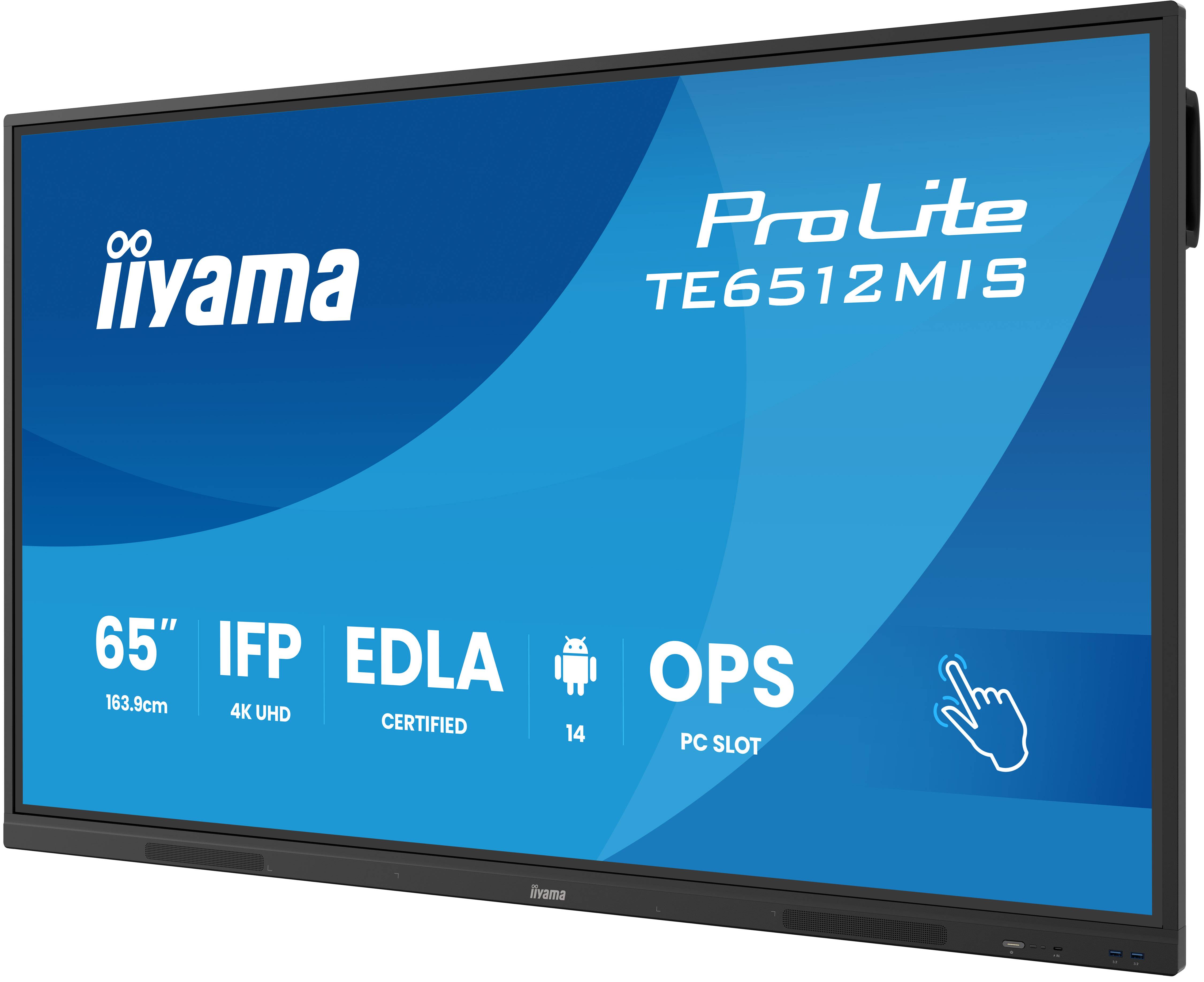 iiyama TE6512MIS-B4AG beeldkrant Digitale signage flatscreen 165,1 cm (65") LCD Wifi 400 cd/m² 4K Ultra HD Zwart Touchscreen Type processor Android 11 24/7