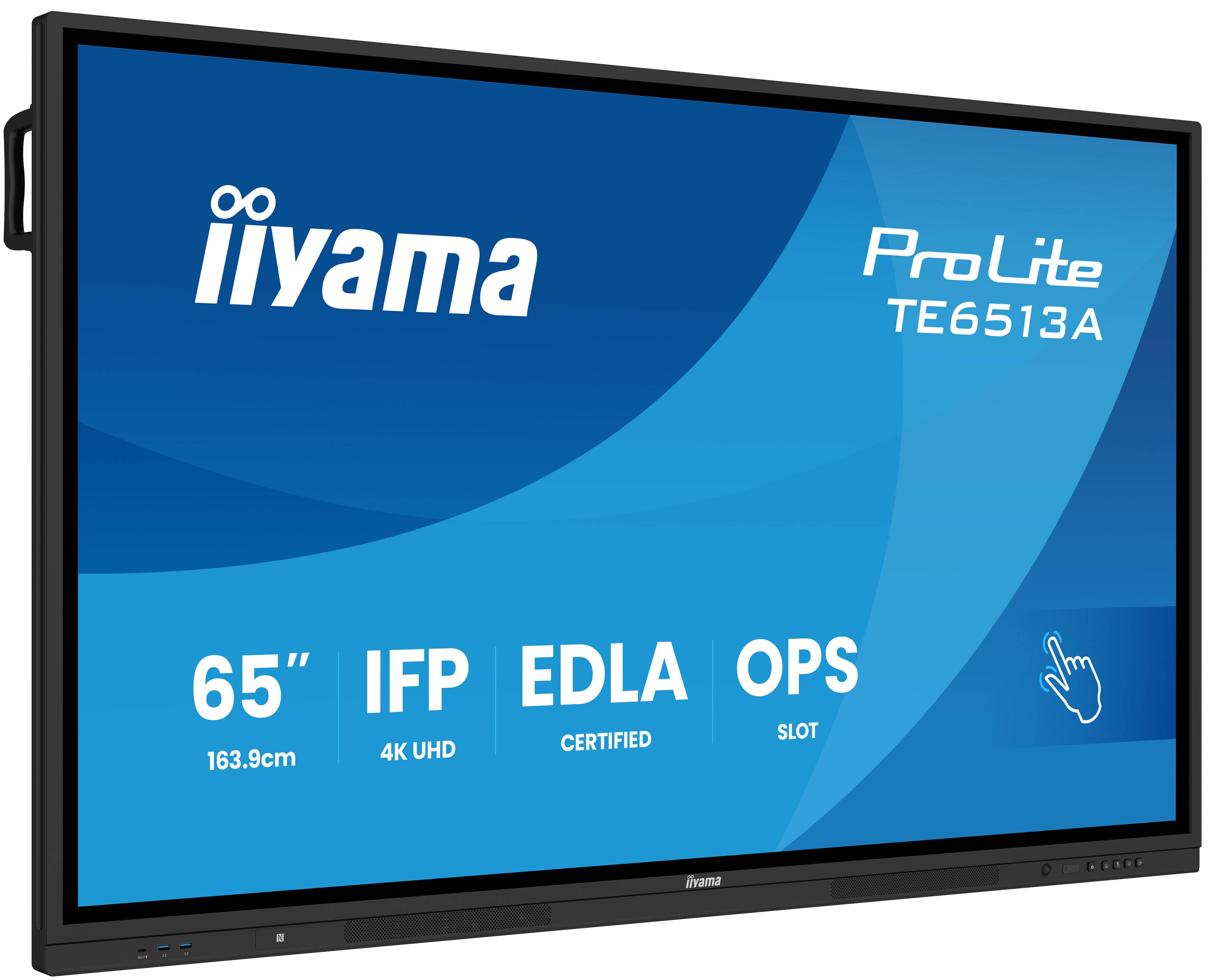 iiyama TE6513A-B2AG beeldkrant Interactief flatscreen 163,8 cm (64.5") Wifi 500 cd/m² 4K Ultra HD Zwart Touchscreen Type processor Android 24/7
