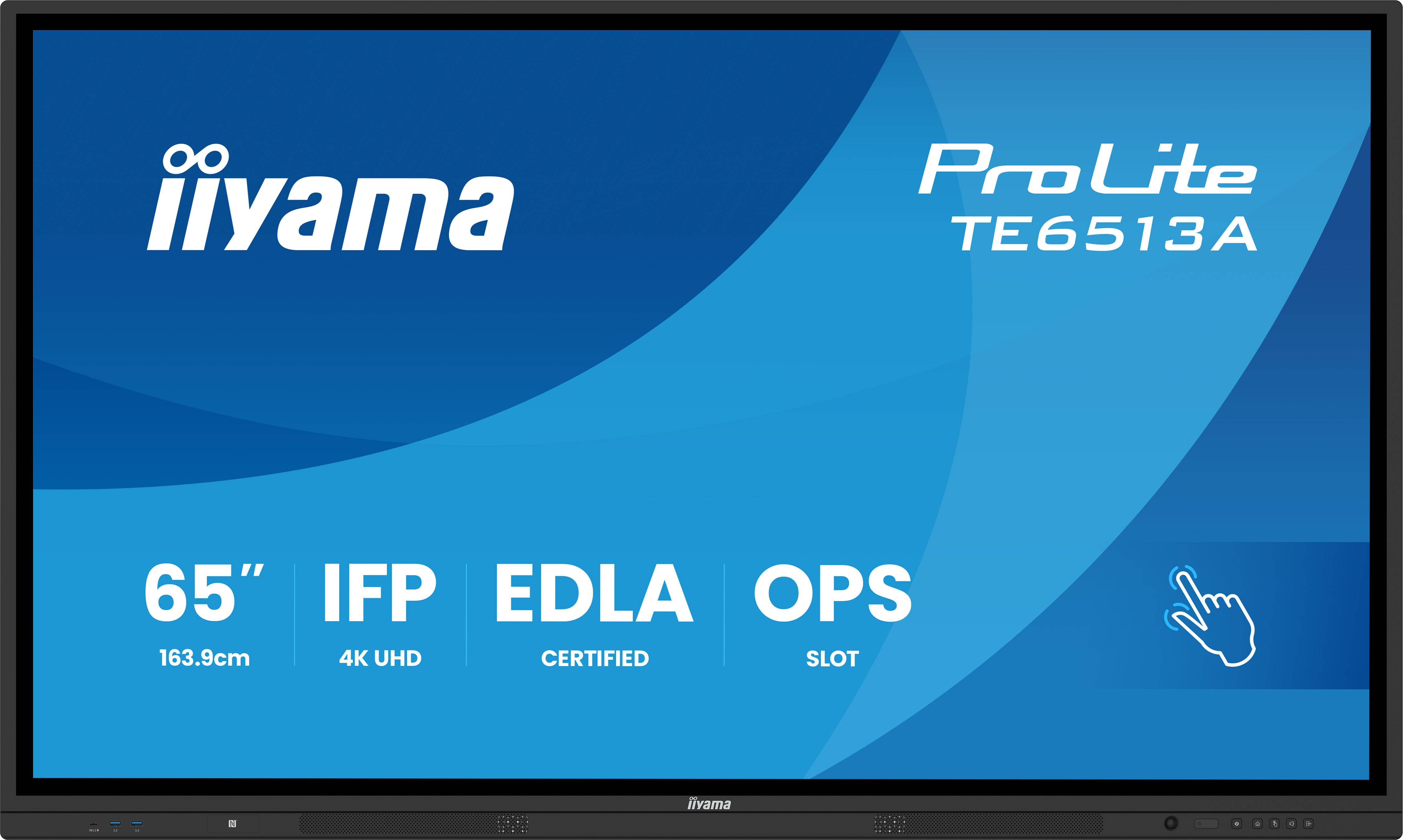 iiyama TE6513A-B2AG beeldkrant Interactief flatscreen 163,8 cm (64.5") Wifi 500 cd/m² 4K Ultra HD Zwart Touchscreen Type processor Android 24/7