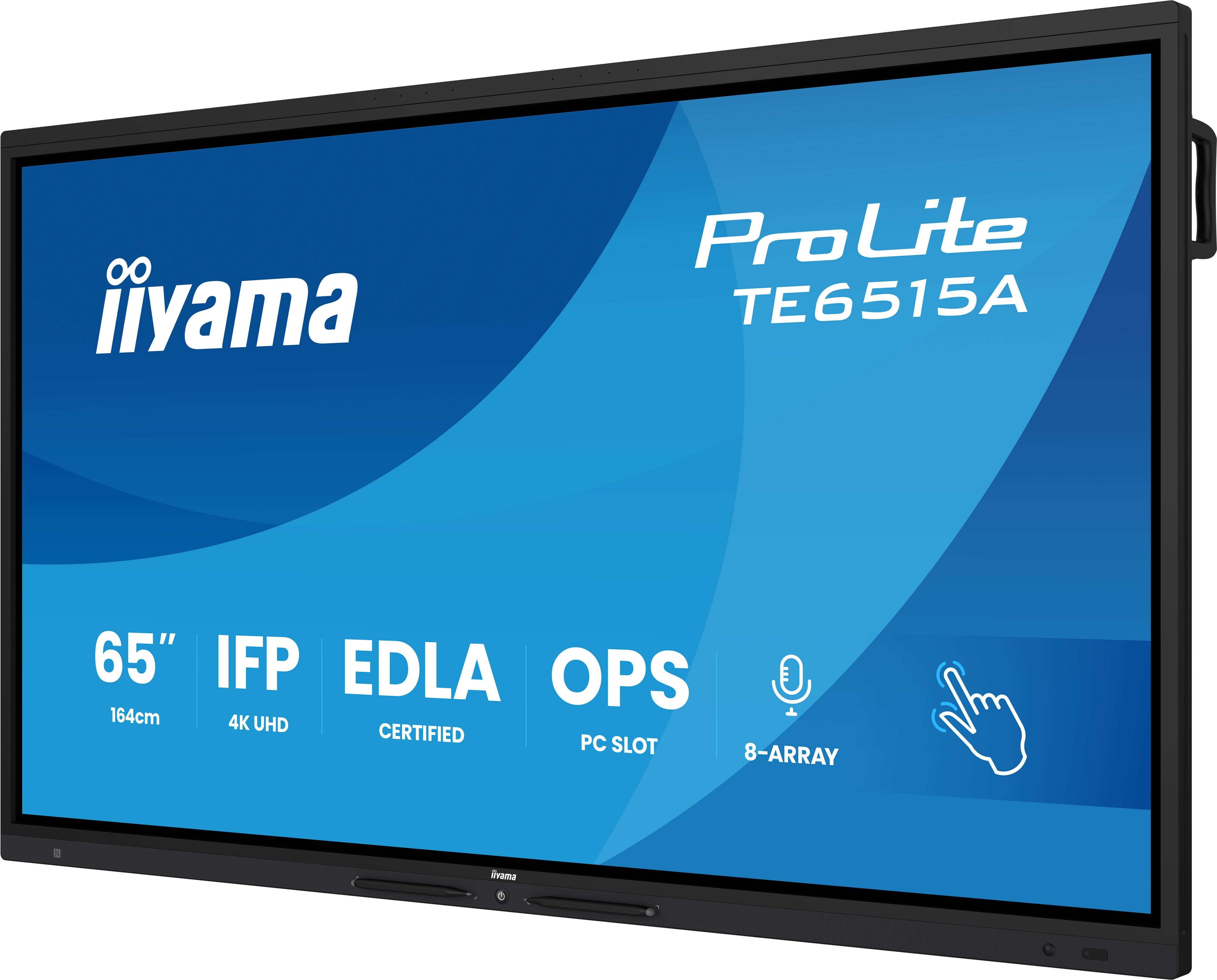 iiyama TE6515A-B2AG beeldkrant Interactief flatscreen 163,8 cm (64.5") Wifi 550 cd/m² 4K Ultra HD Zwart Touchscreen Type processor Android 24/7
