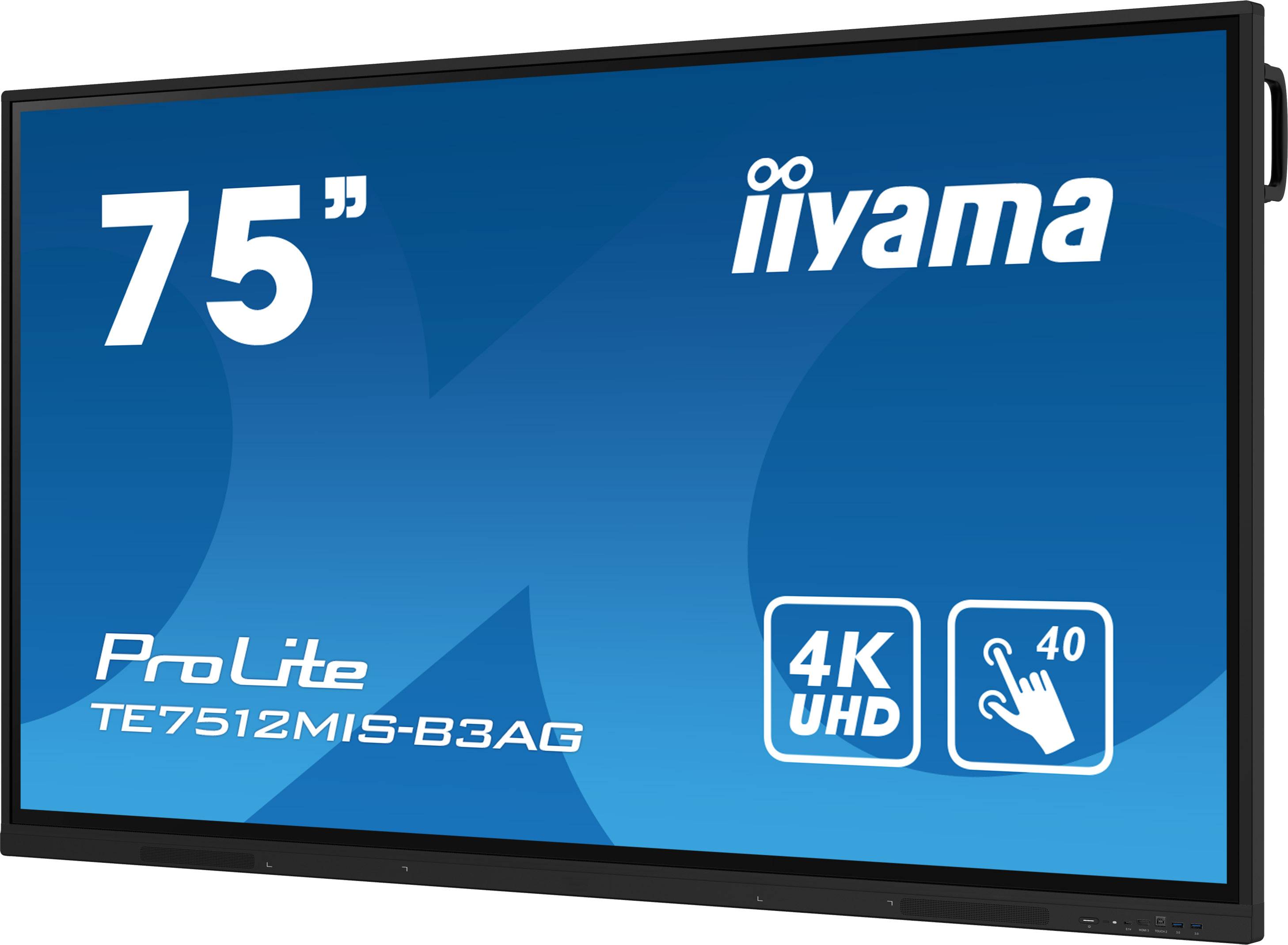 iiyama TE7512MIS-B3AG beeldkrant Kiosk-ontwerp 190,5 cm (75") LCD Wifi 400 cd/m² 4K Ultra HD Zwart Touchscreen Type processor Android 11 24/7