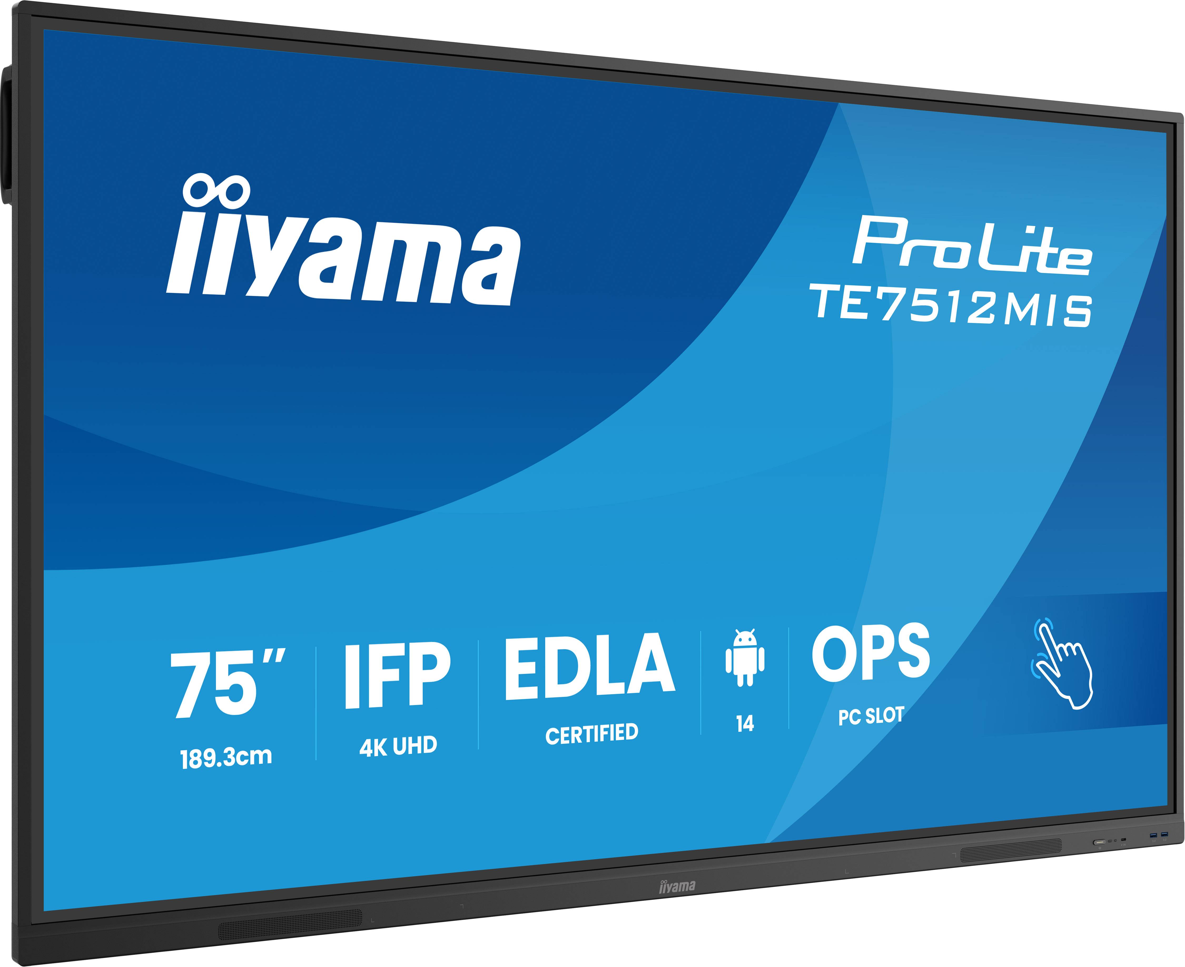 iiyama TE7512MIS-B4AG beeldkrant Digitale signage flatscreen 165,1 cm (65") LCD Wifi 400 cd/m² 4K Ultra HD Zwart Touchscreen Type processor Android 11 24/7