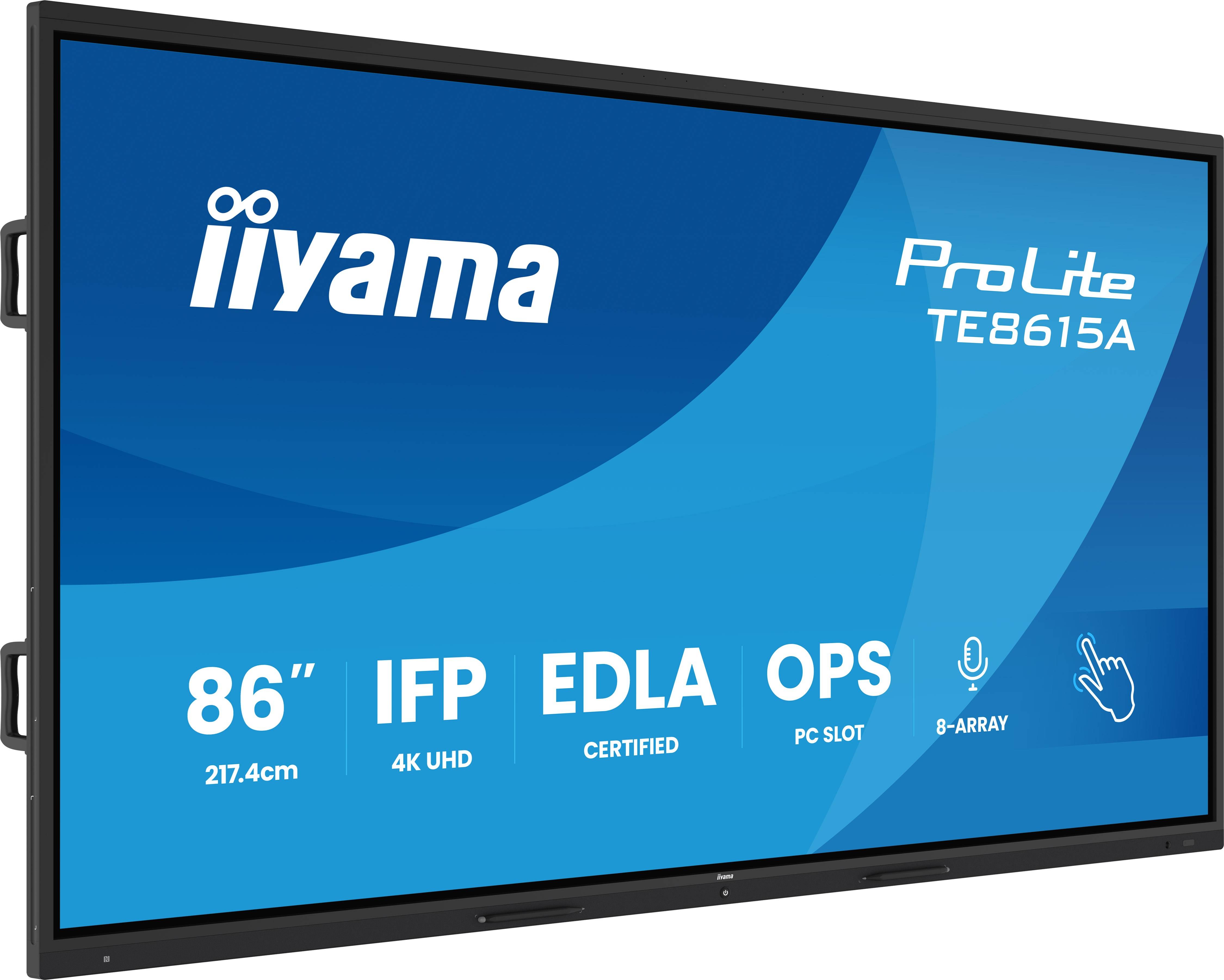 iiyama TE8615A-B2AG beeldkrant Kiosk-ontwerp 2,17 m (85.6") Wifi 550 cd/m² 4K Ultra HD Zwart Touchscreen Type processor Android 24/7