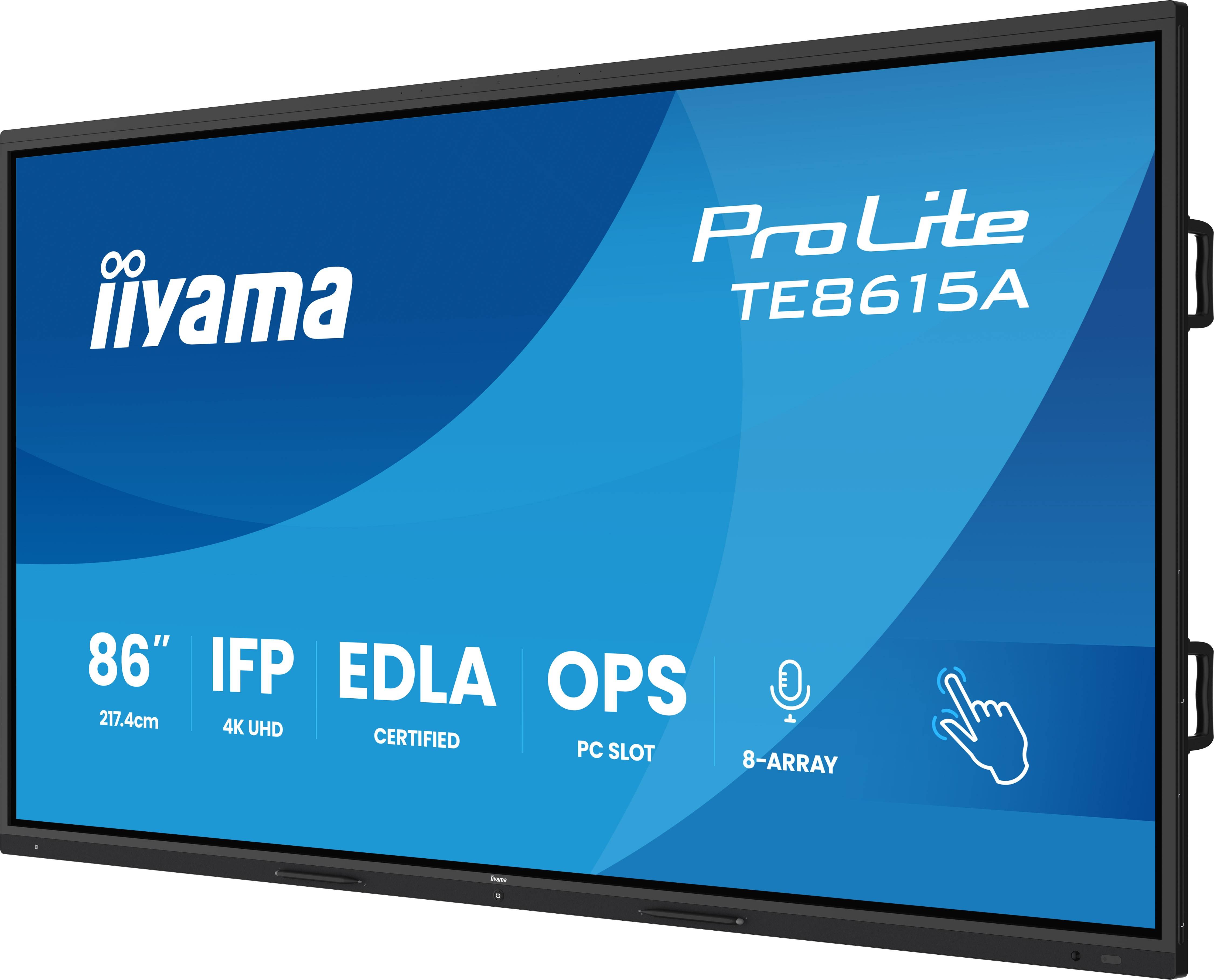 iiyama TE8615A-B2AG beeldkrant Kiosk-ontwerp 2,17 m (85.6") Wifi 550 cd/m² 4K Ultra HD Zwart Touchscreen Type processor Android 24/7