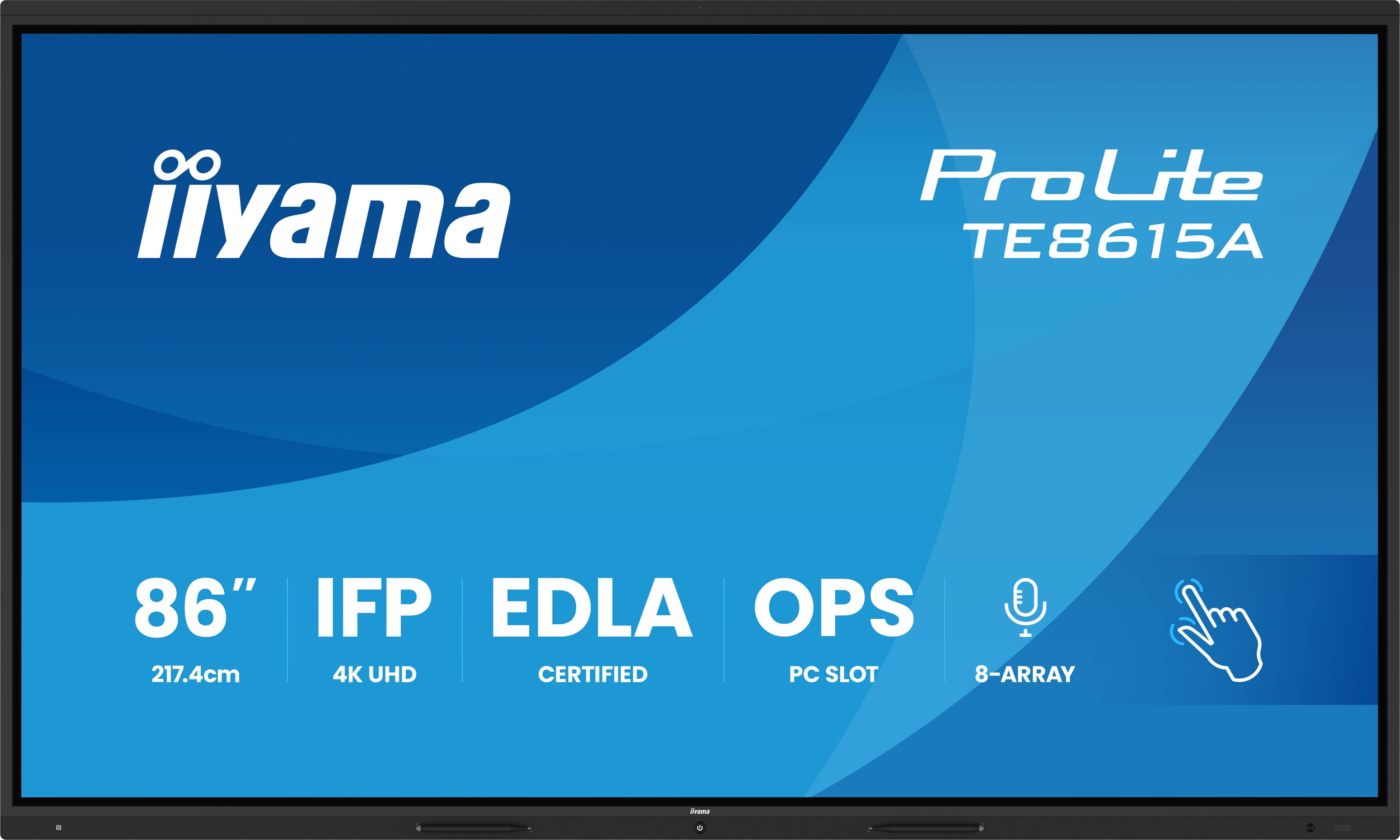 iiyama TE8615A-B2AG beeldkrant Kiosk-ontwerp 2,17 m (85.6") Wifi 550 cd/m² 4K Ultra HD Zwart Touchscreen Type processor Android 24/7