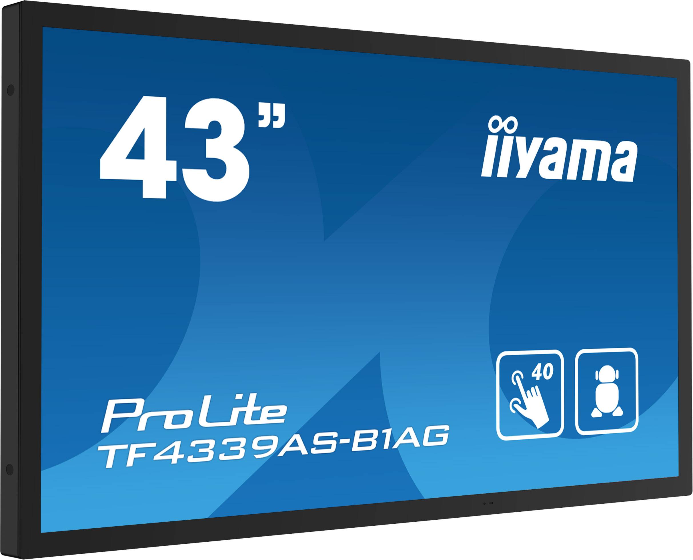 iiyama TF4339AS-B1AG beeldkrant Digitale signage flatscreen 108 cm (42.5") LED 500 cd/m² 4K Ultra HD Zwart Touchscreen Type processor Android 24/7