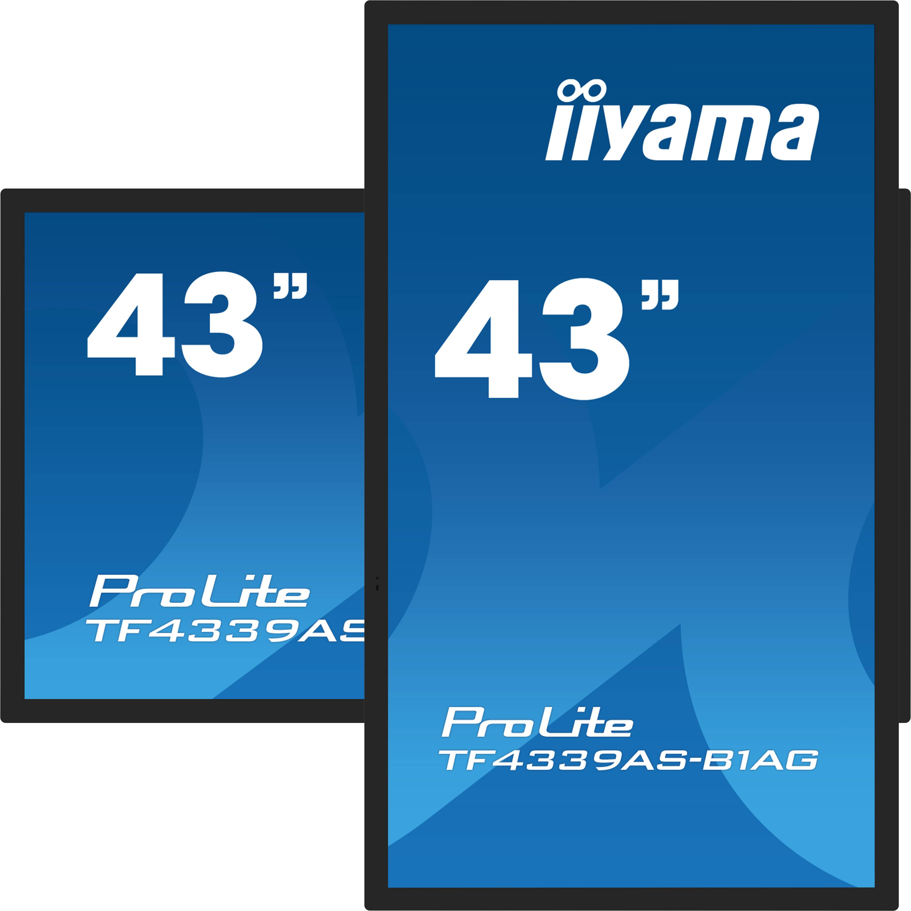 iiyama TF4339AS-B1AG beeldkrant Digitale signage flatscreen 108 cm (42.5") LED 500 cd/m² 4K Ultra HD Zwart Touchscreen Type processor Android 24/7