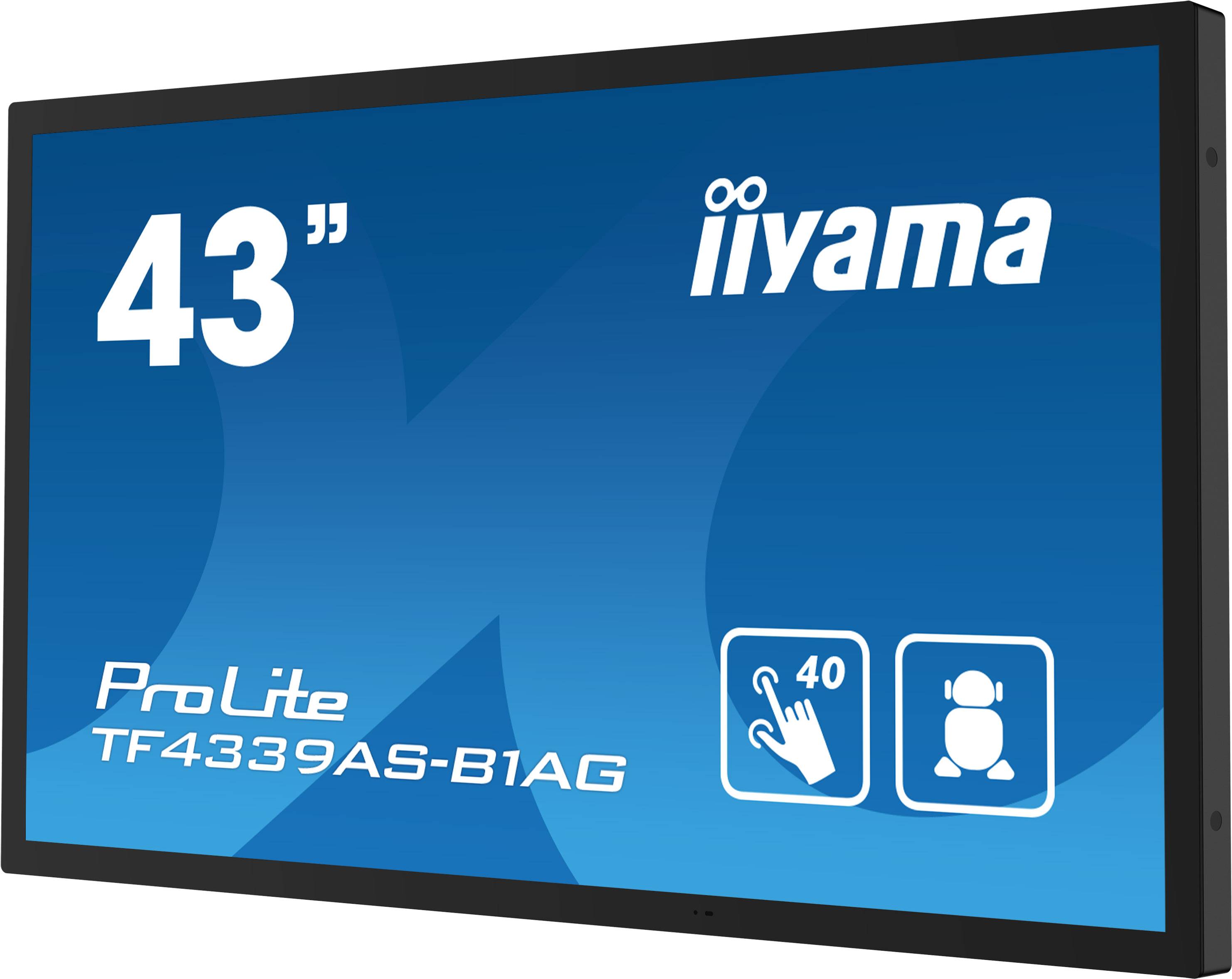 iiyama TF4339AS-B1AG beeldkrant Digitale signage flatscreen 108 cm (42.5") LED 500 cd/m² 4K Ultra HD Zwart Touchscreen Type processor Android 24/7