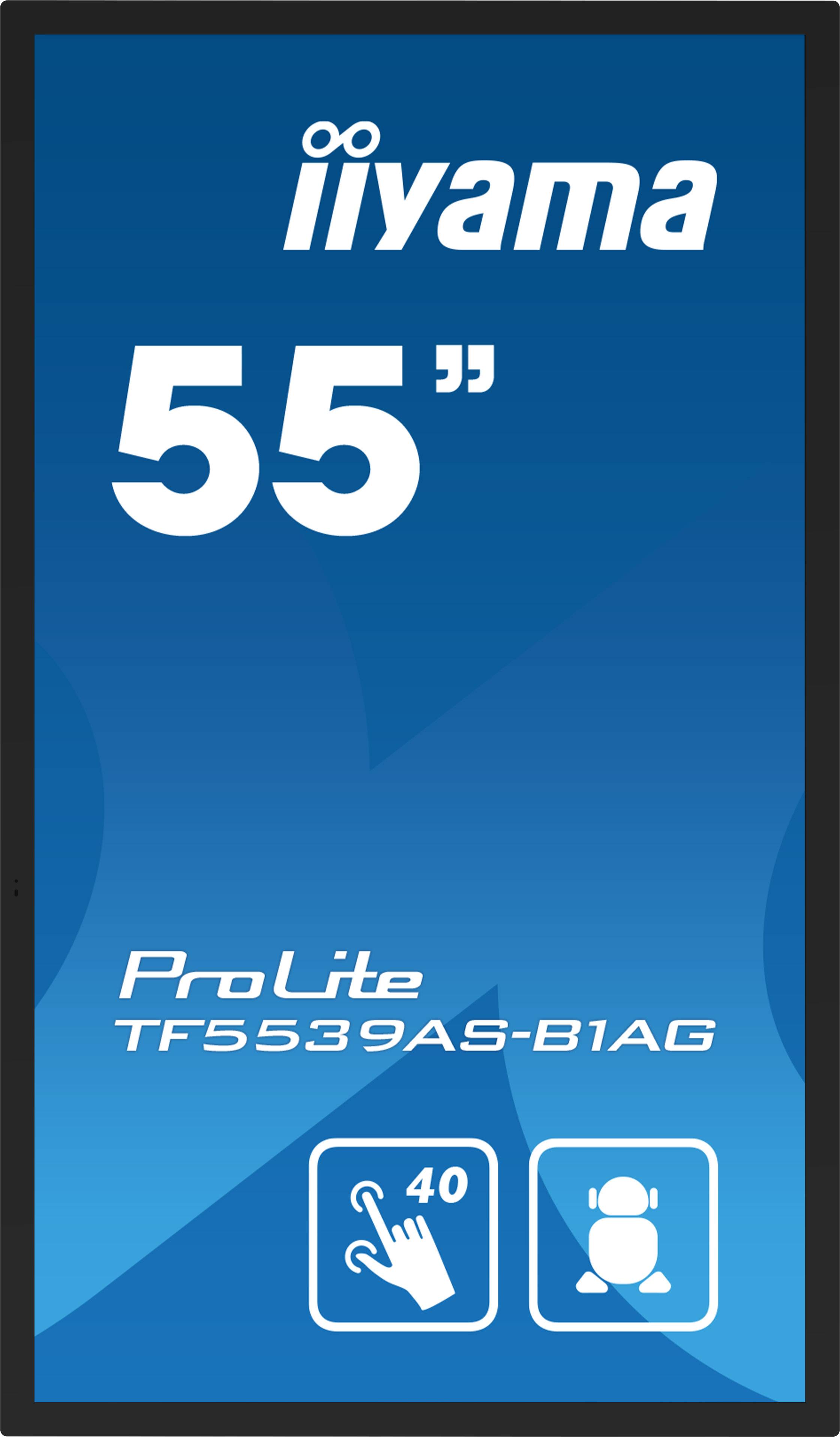 iiyama TF5539AS-B1AG beeldkrant Digitale signage flatscreen 138,7 cm (54.6") LED 500 cd/m² 4K Ultra HD Zwart Touchscreen Type processor Android 24/7